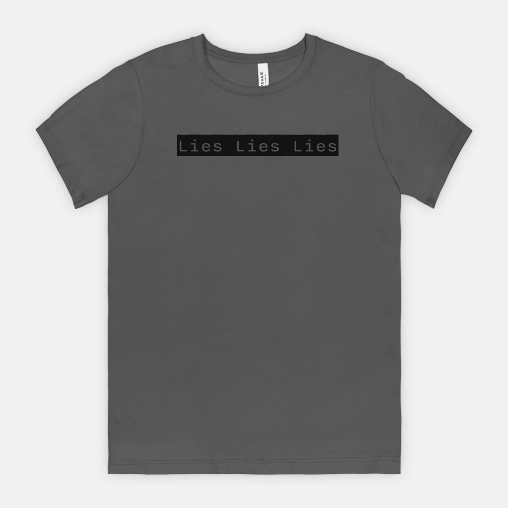 Lies Lies Lies Black Box T-Shirt — Bold Minimalist Statement Tee