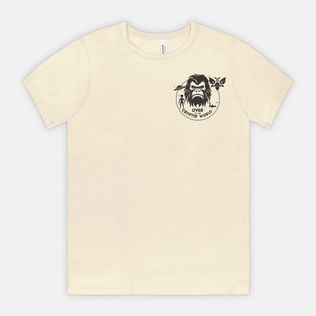 Small Over to the Cryptid World Bigfoot UFO Mothman Nessie Alien Shirt