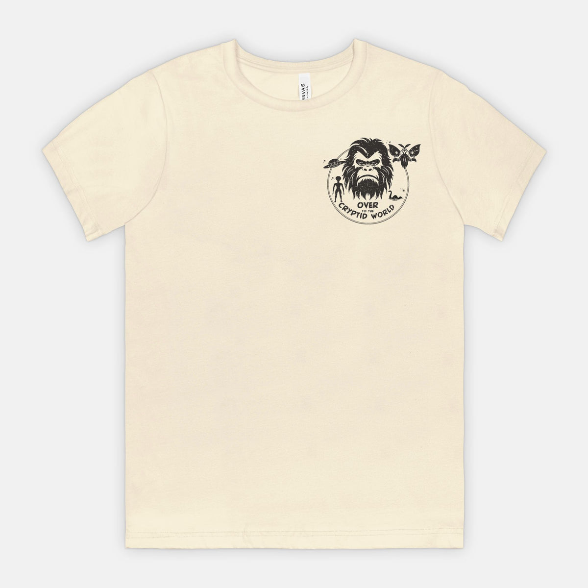 Small Over to the Cryptid World Bigfoot UFO Mothman Nessie Alien Shirt