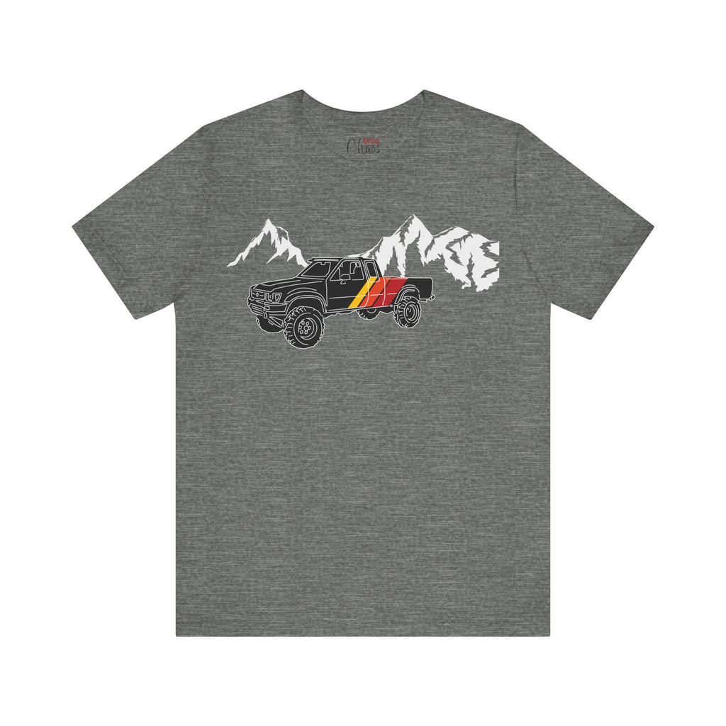 Retro Black Toyota Truck with Mountains