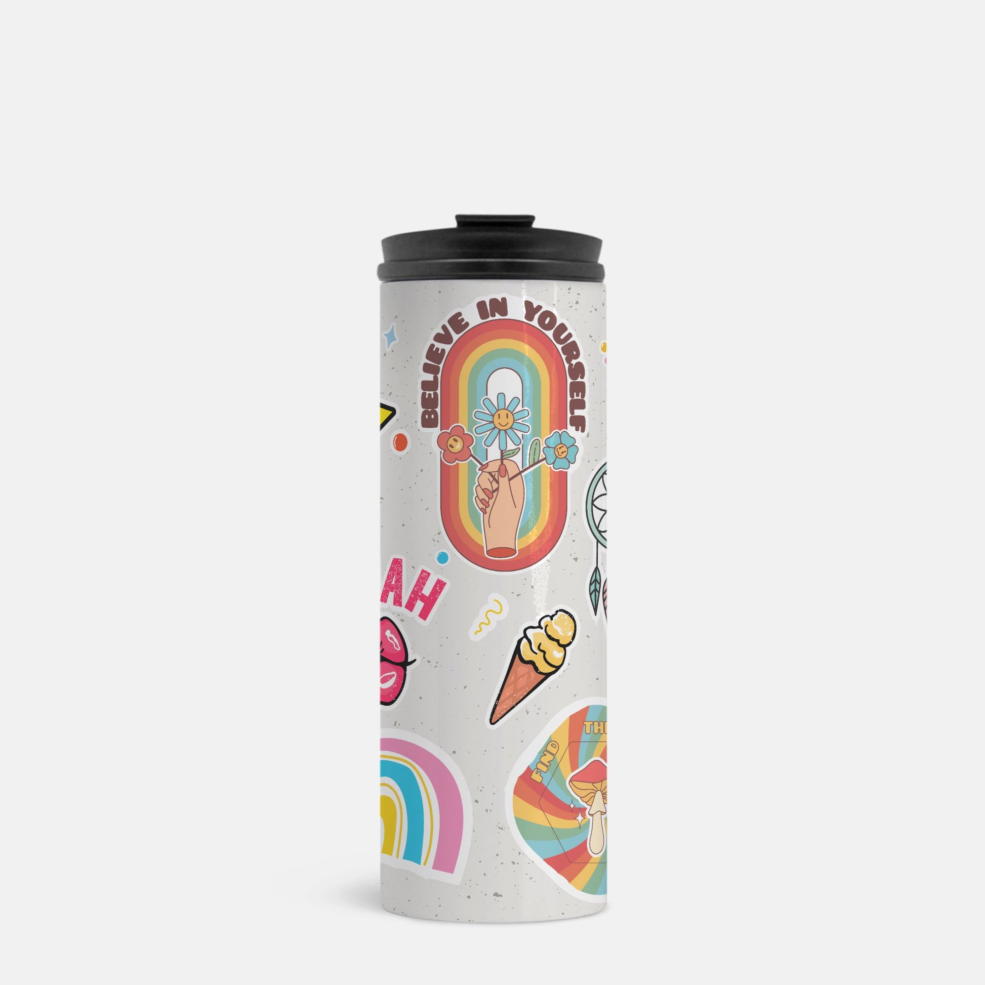 Rainbow Chaos Tumbler – Stickers, Smiles & Good Vibes