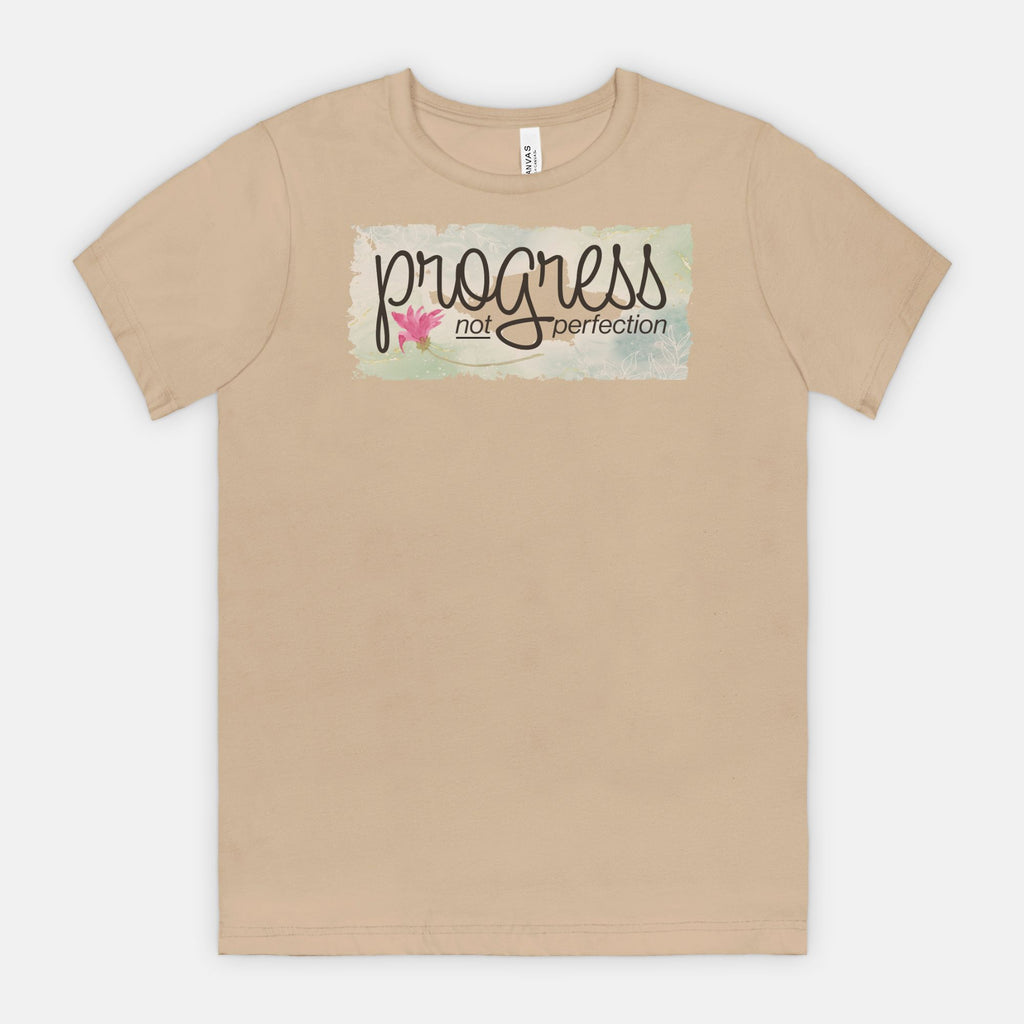 Progress Not Perfection – Soft Floral Motivational Tee