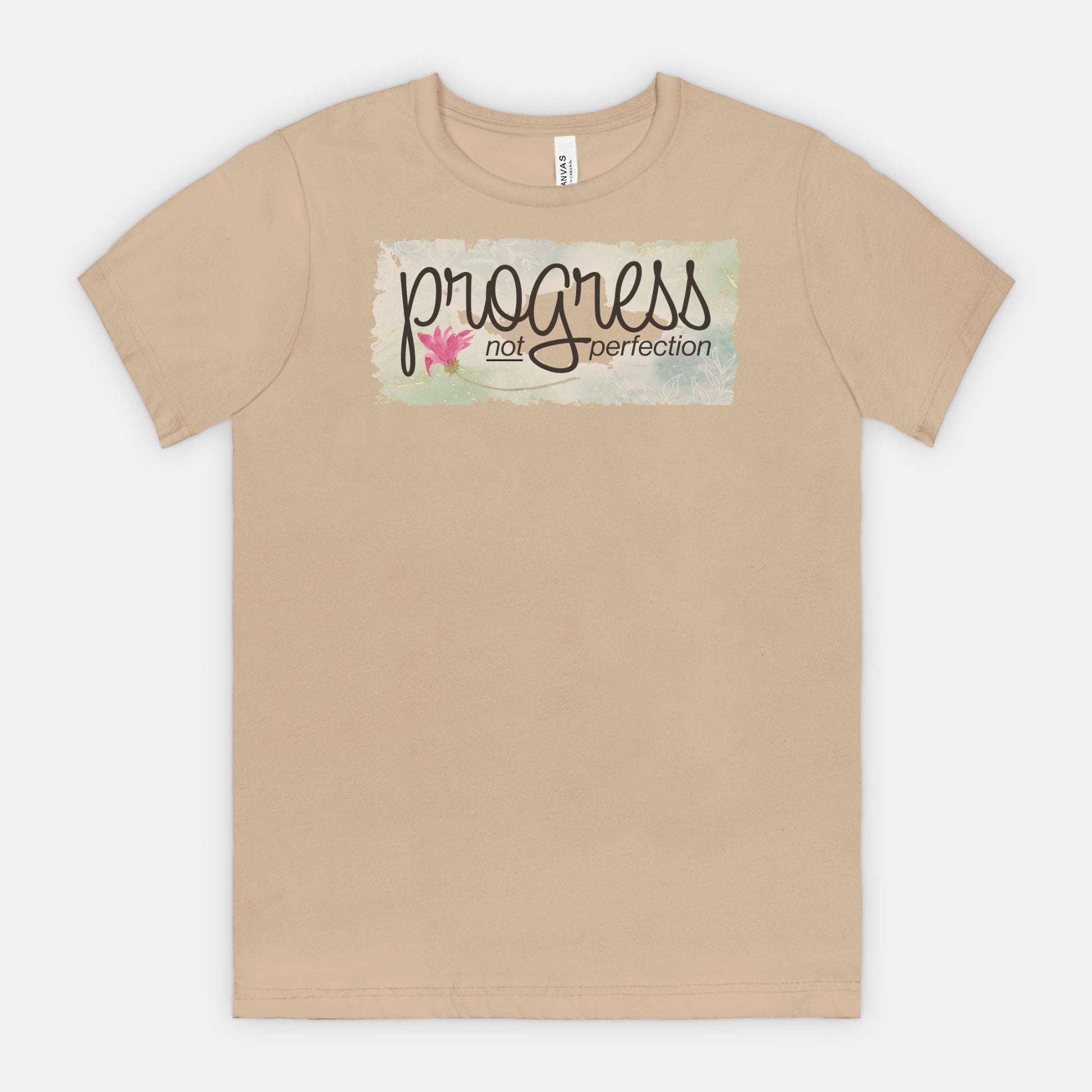 Progress Not Perfection – Soft Floral Motivational Tee