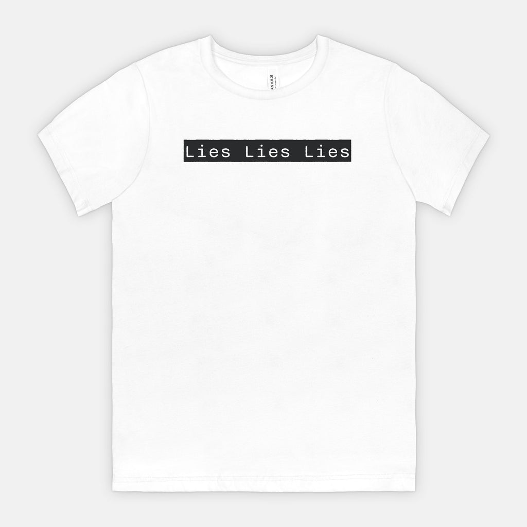 Lies Lies Lies Black Box T-Shirt — Bold Minimalist Statement Tee