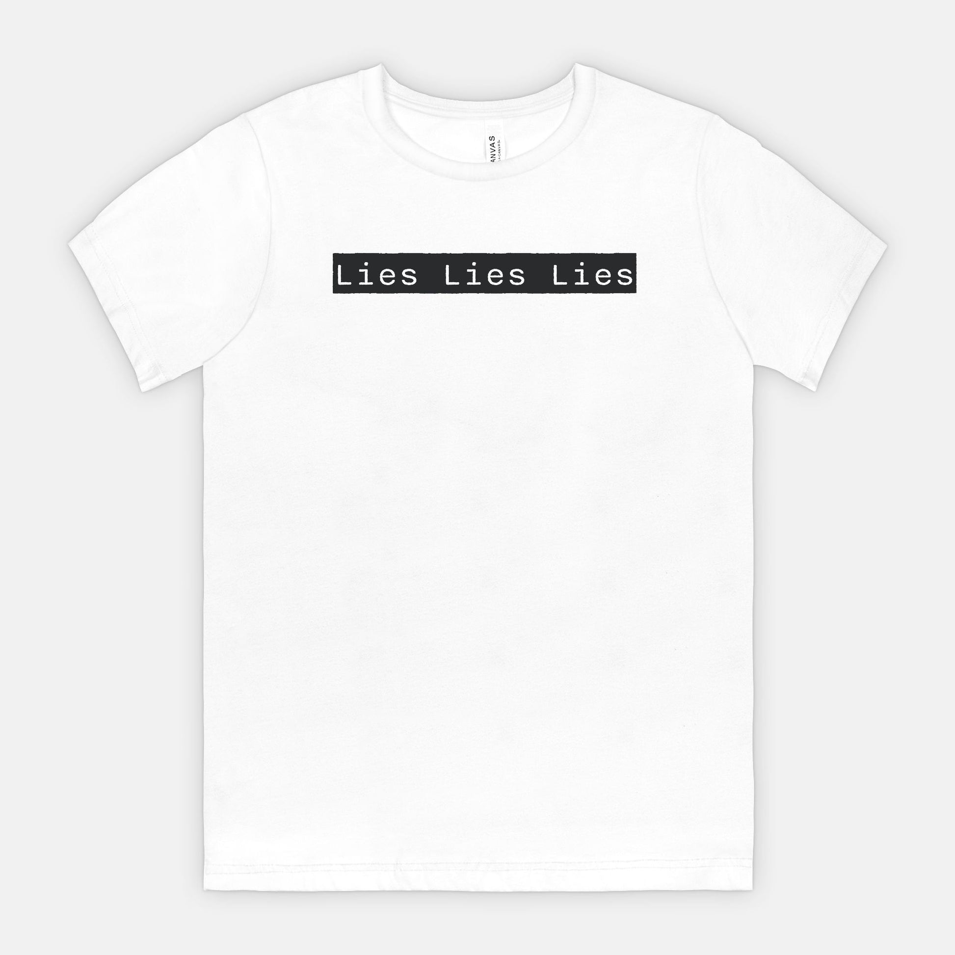 Lies Lies Lies Black Box T-Shirt — Bold Minimalist Statement Tee