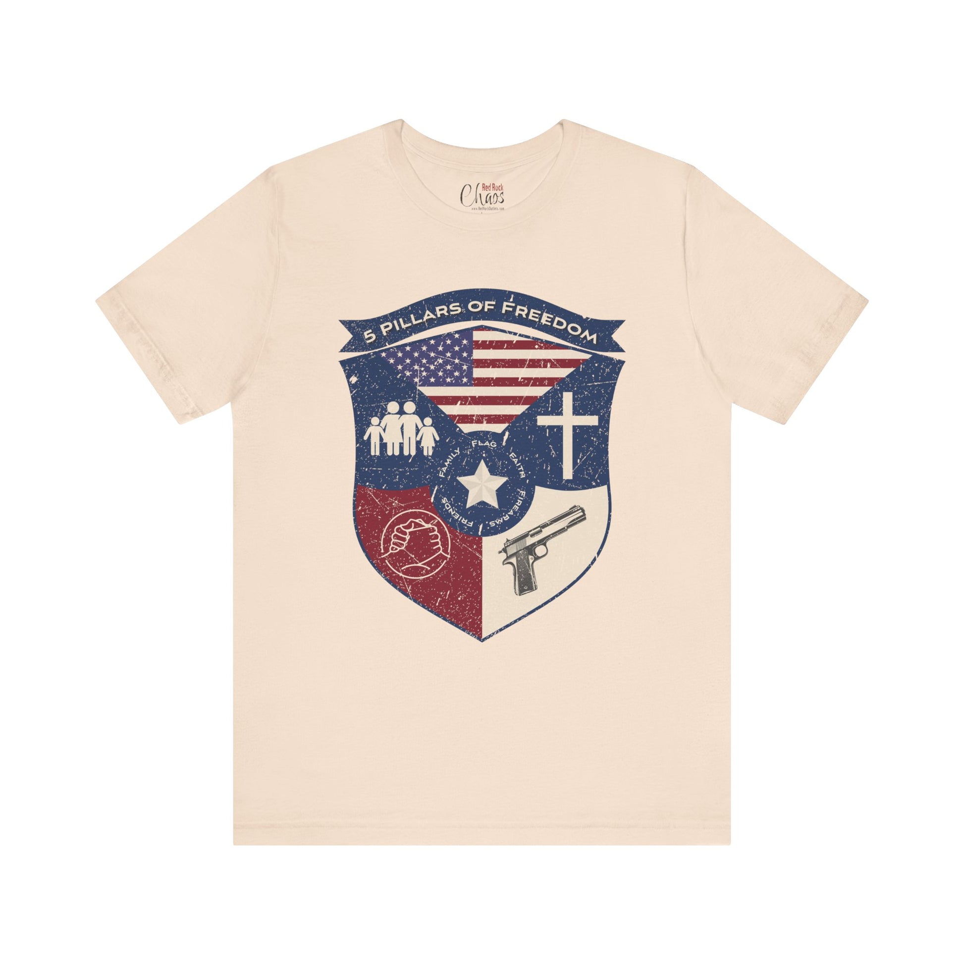 5 Pillars of Freedom Shield – Patriotic Tee