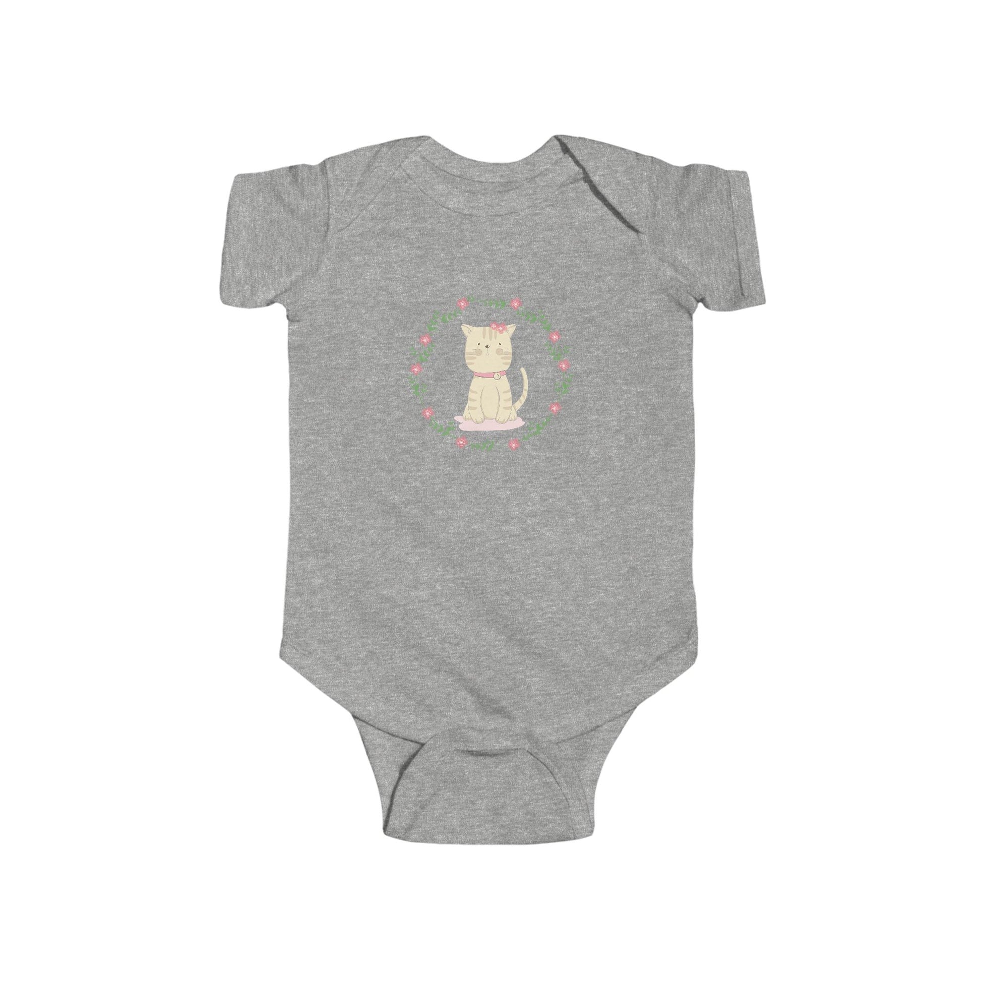 Floral Baby Cat Onesie – Hand-Drawn Cutie in Bloom