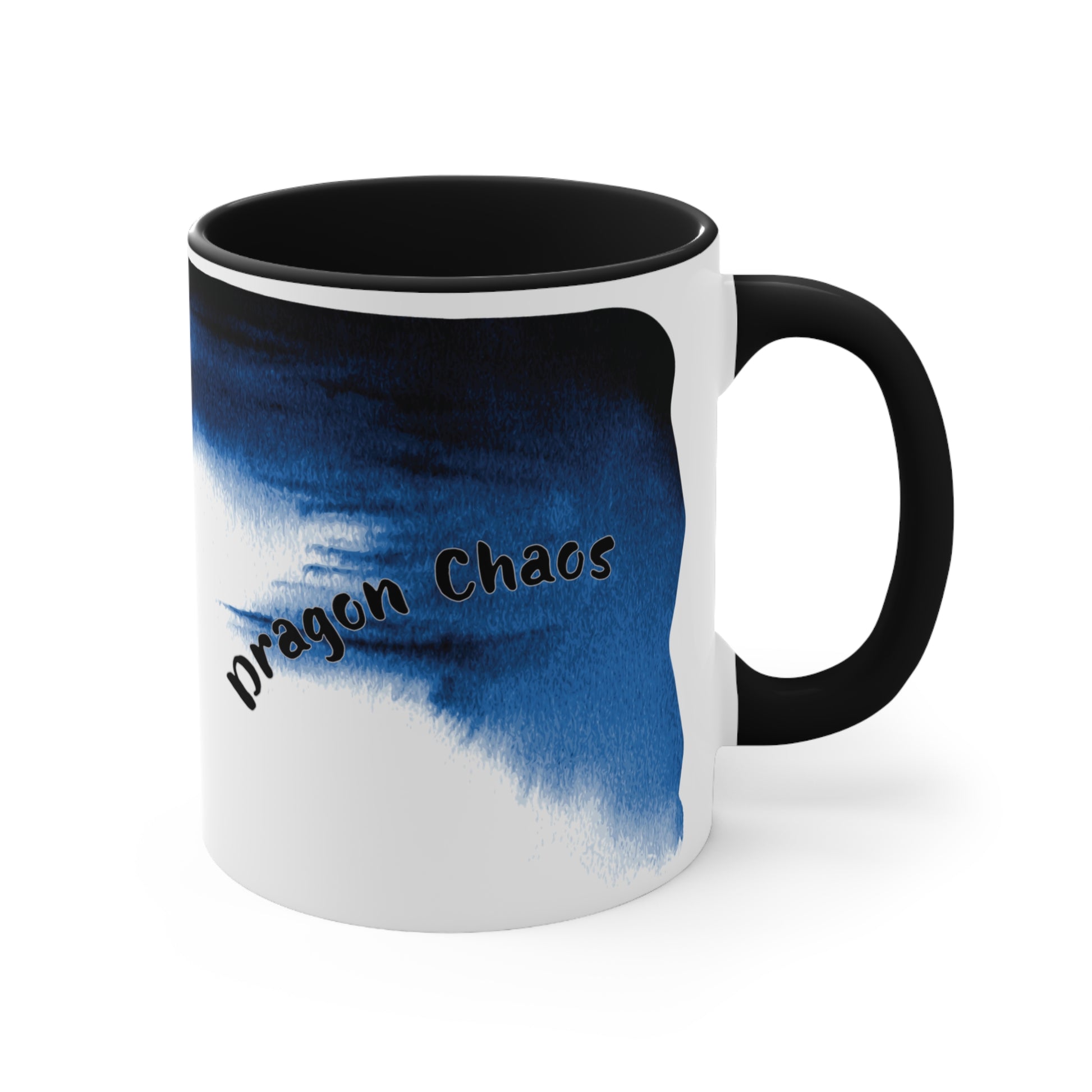 Chaos Dragon Coffee Mug – Ink Brush Dragon Art – Black Accent