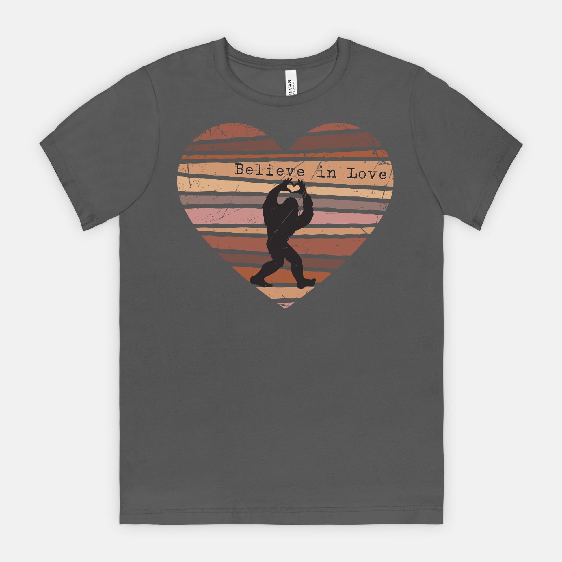 Believe in Love Bigfoot Heart Shirt