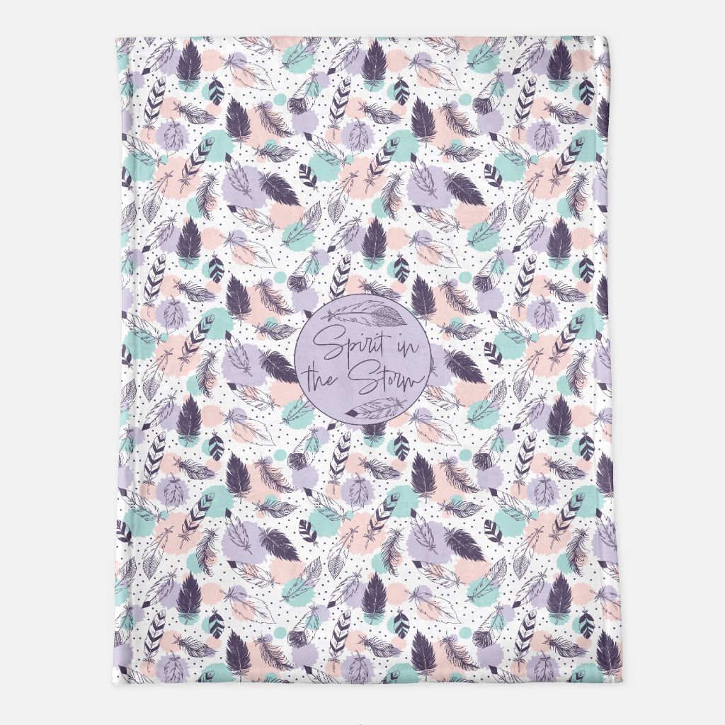 Spirit in the Storm Minky Blanket – Feather & Pastel Chaos Pattern