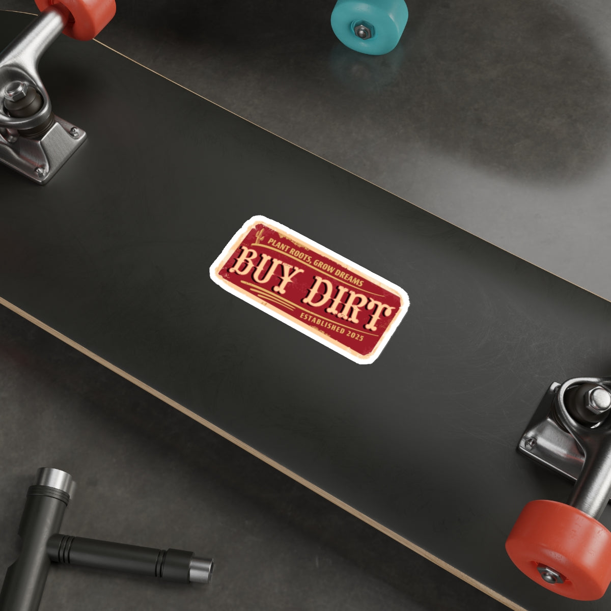 Buy Dirt Sticker — Western Typography with “Plant Roots, Grow Dreams”