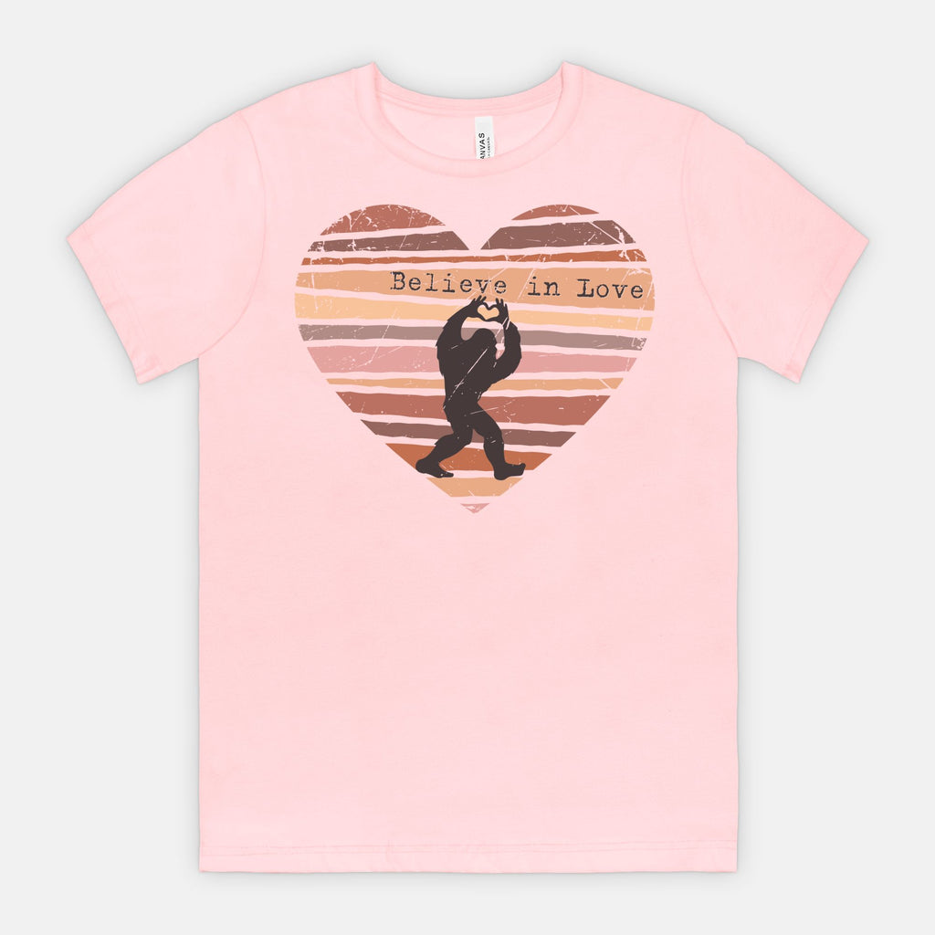 Believe in Love Bigfoot Heart Shirt