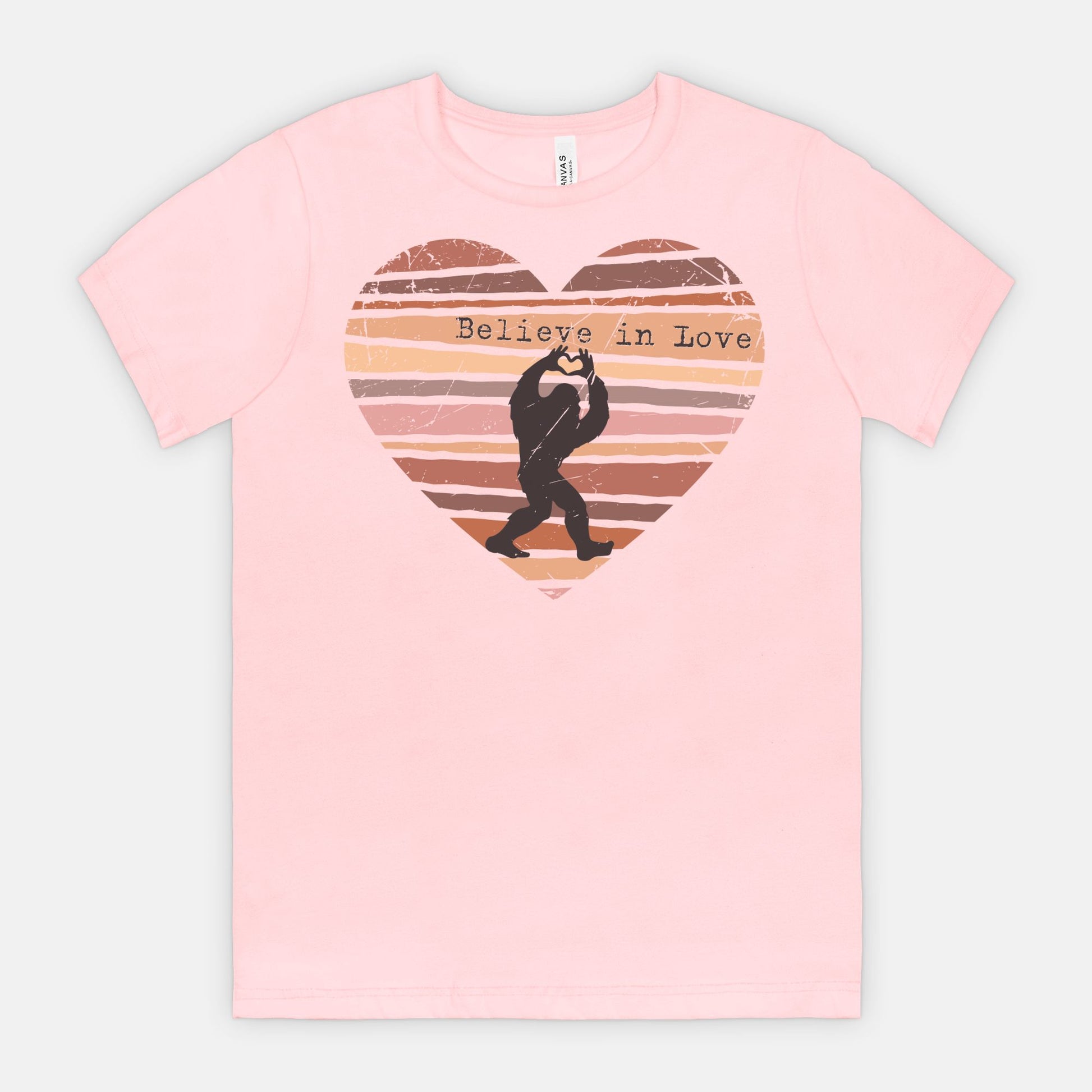 Believe in Love Bigfoot Heart Shirt