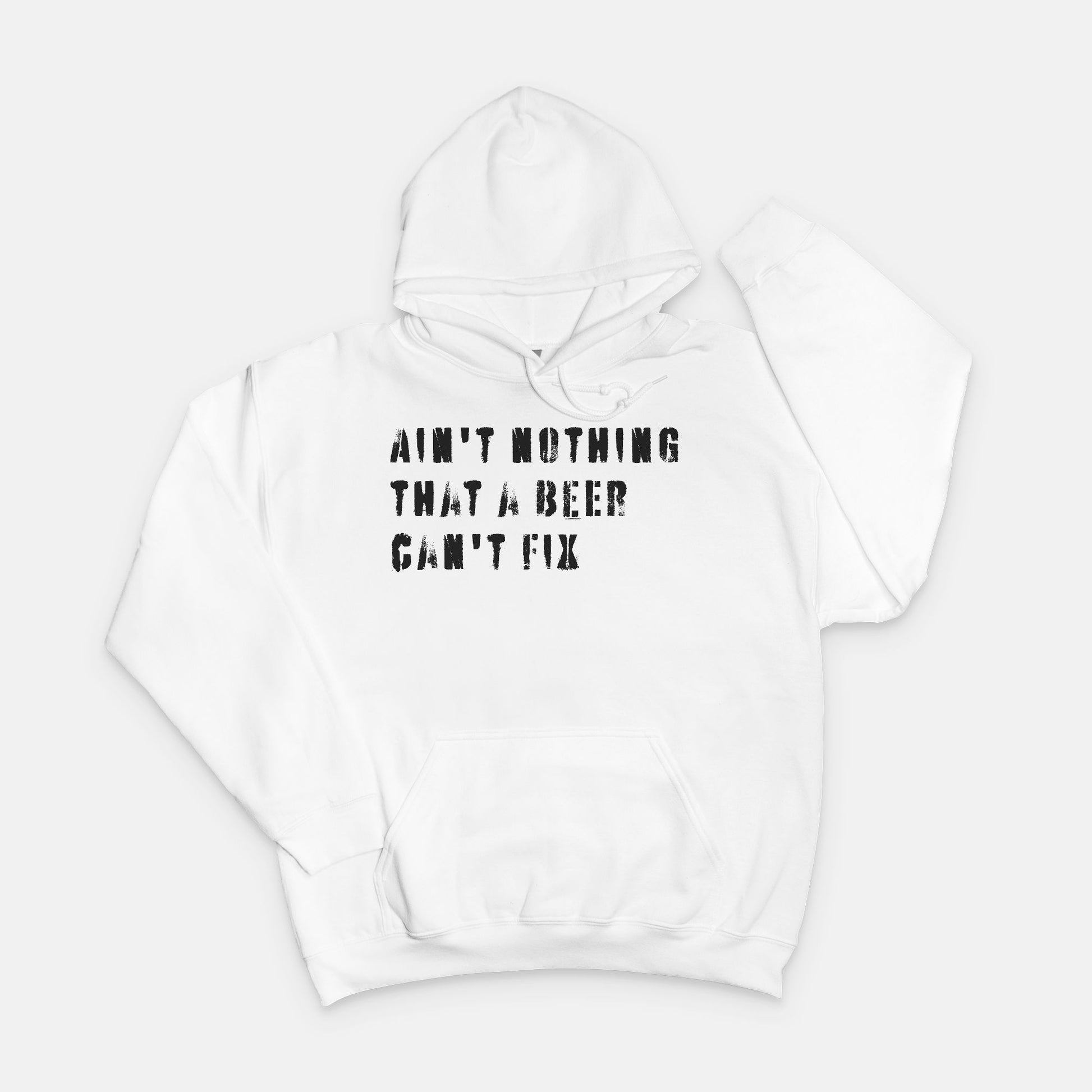 Ain’t Nothing That a Beer Can’t Fix Hoodie in Black Text