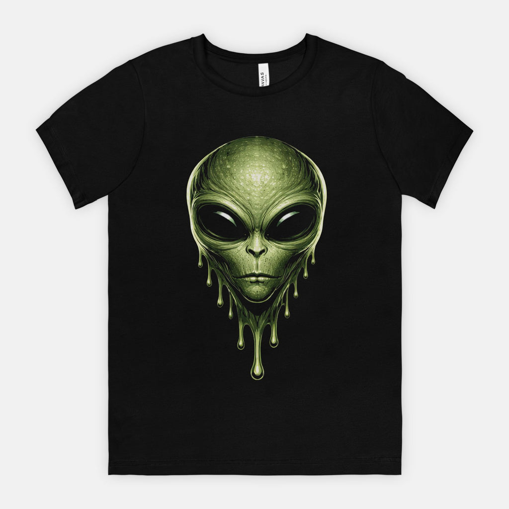 Green Dripping Alien T Shirt Sci Fi Graphic Black Tee