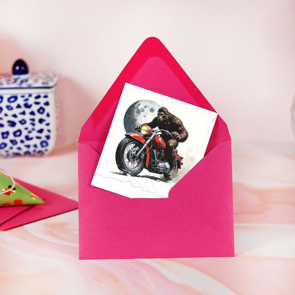 Bigfoot on Motorcycle Kiss Cut Stickers - 6" x 6"