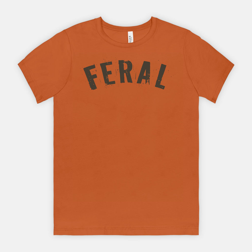 FERAL Graphic Tee – Bold Distressed Statement Adult Shirt