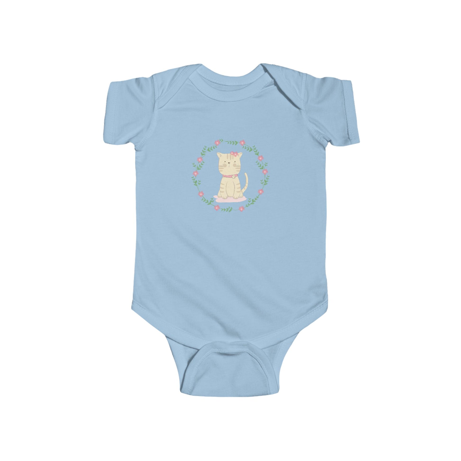 Floral Baby Cat Onesie – Hand-Drawn Cutie in Bloom