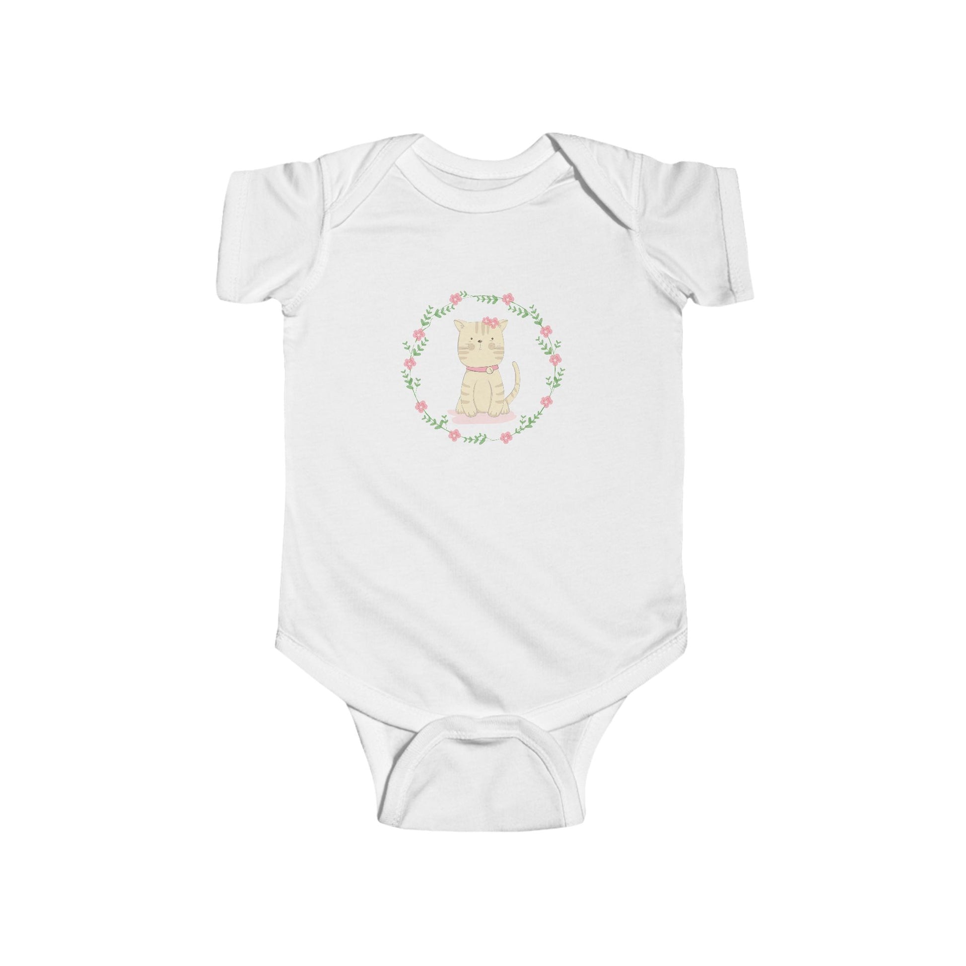 Floral Baby Cat Onesie – Hand-Drawn Cutie in Bloom