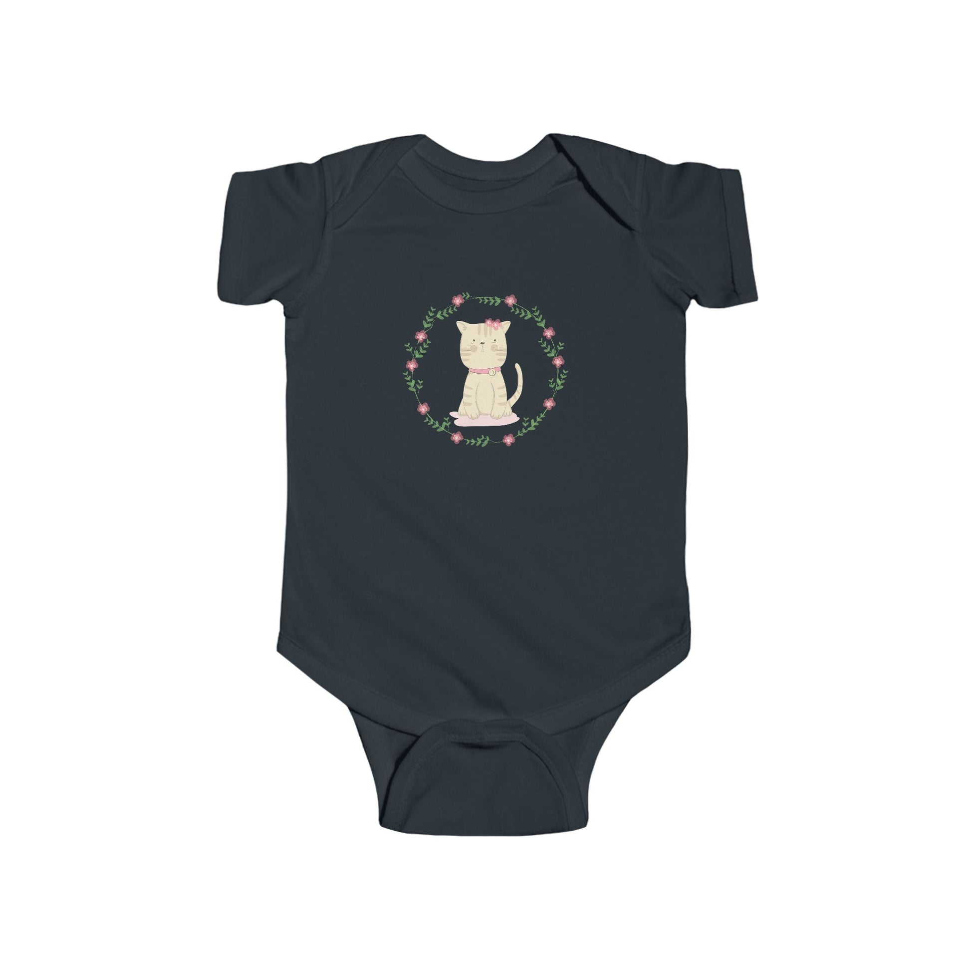 Floral Baby Cat Onesie – Hand-Drawn Cutie in Bloom