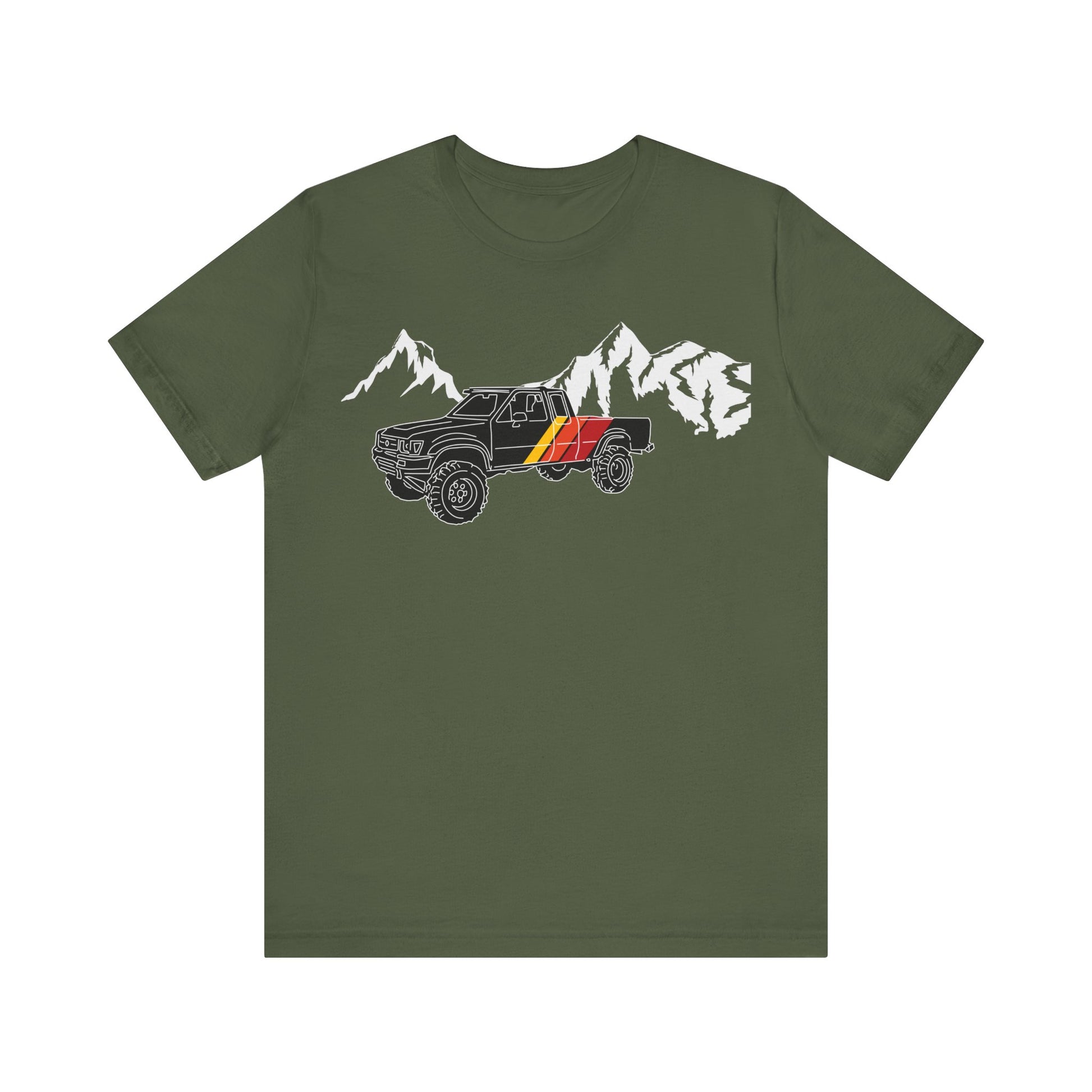 Retro Black Toyota Truck with Mountains