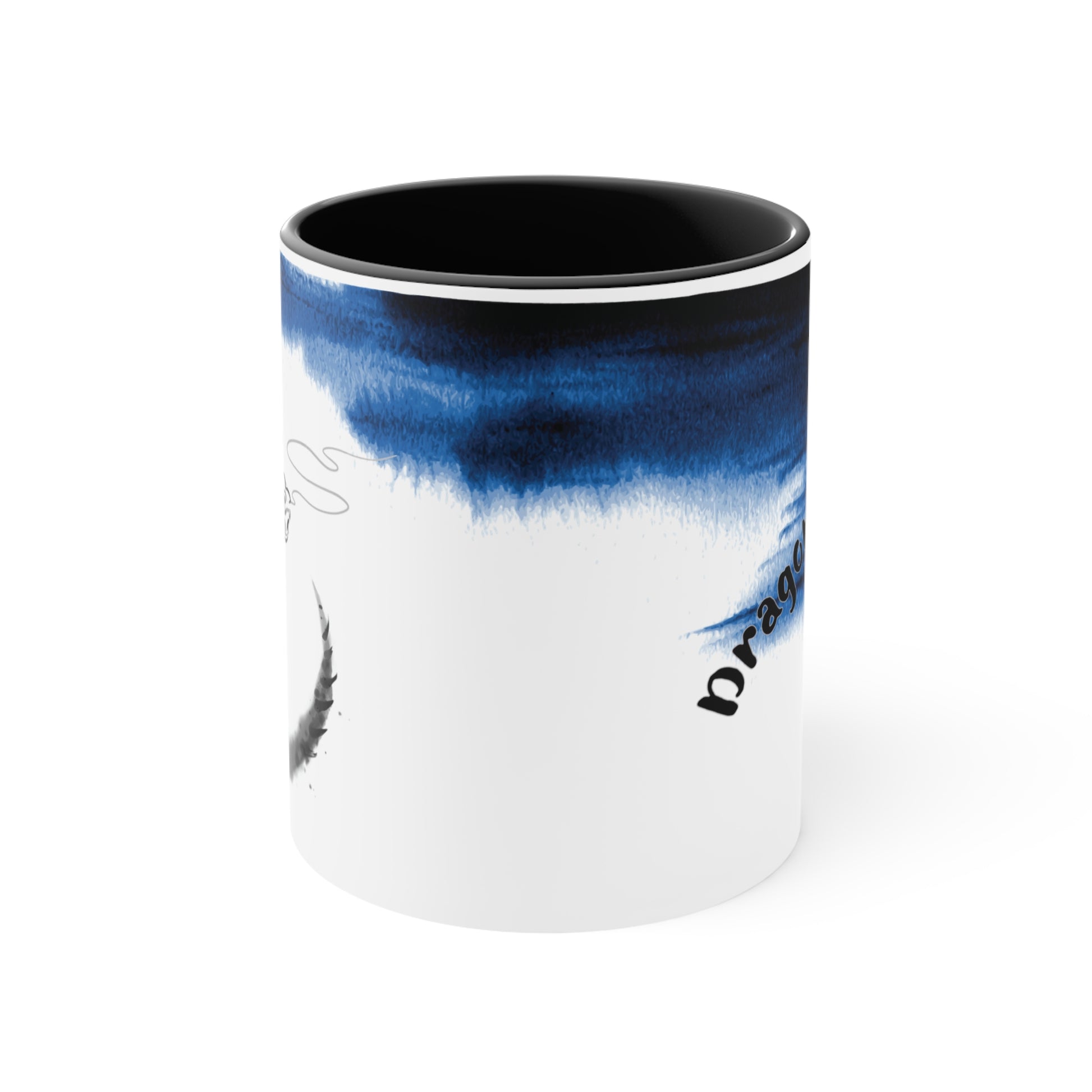 Chaos Dragon Coffee Mug – Ink Brush Dragon Art – Black Accent