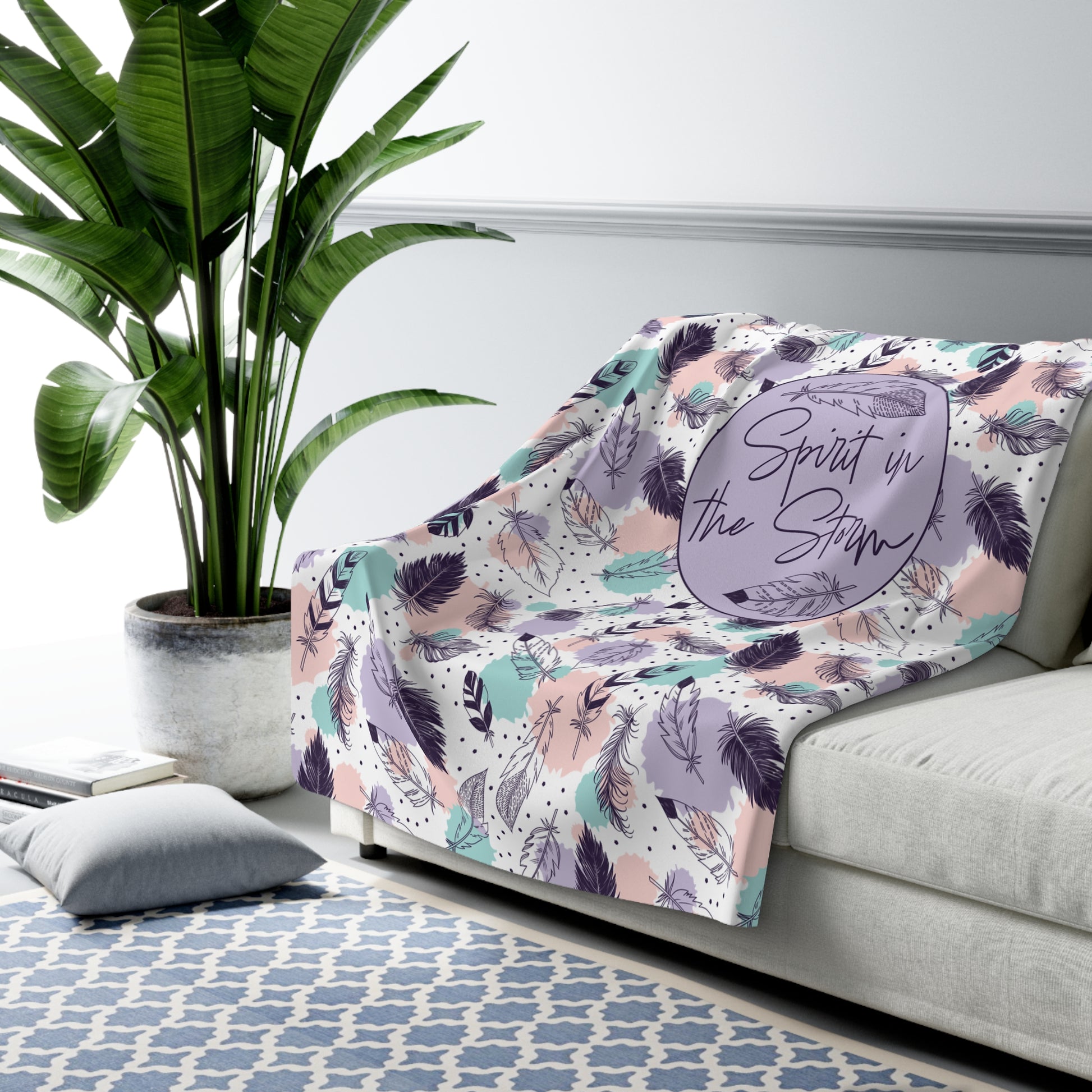 Spirit in the Storm – Feather Design Cozy Sherpa Fleece Blanket
