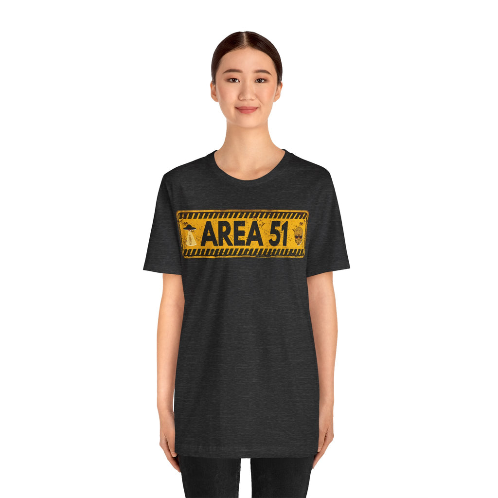 Area 51 Distressed Alien Sign Graphic Tee – Vintage Sci-Fi UFO Shirt