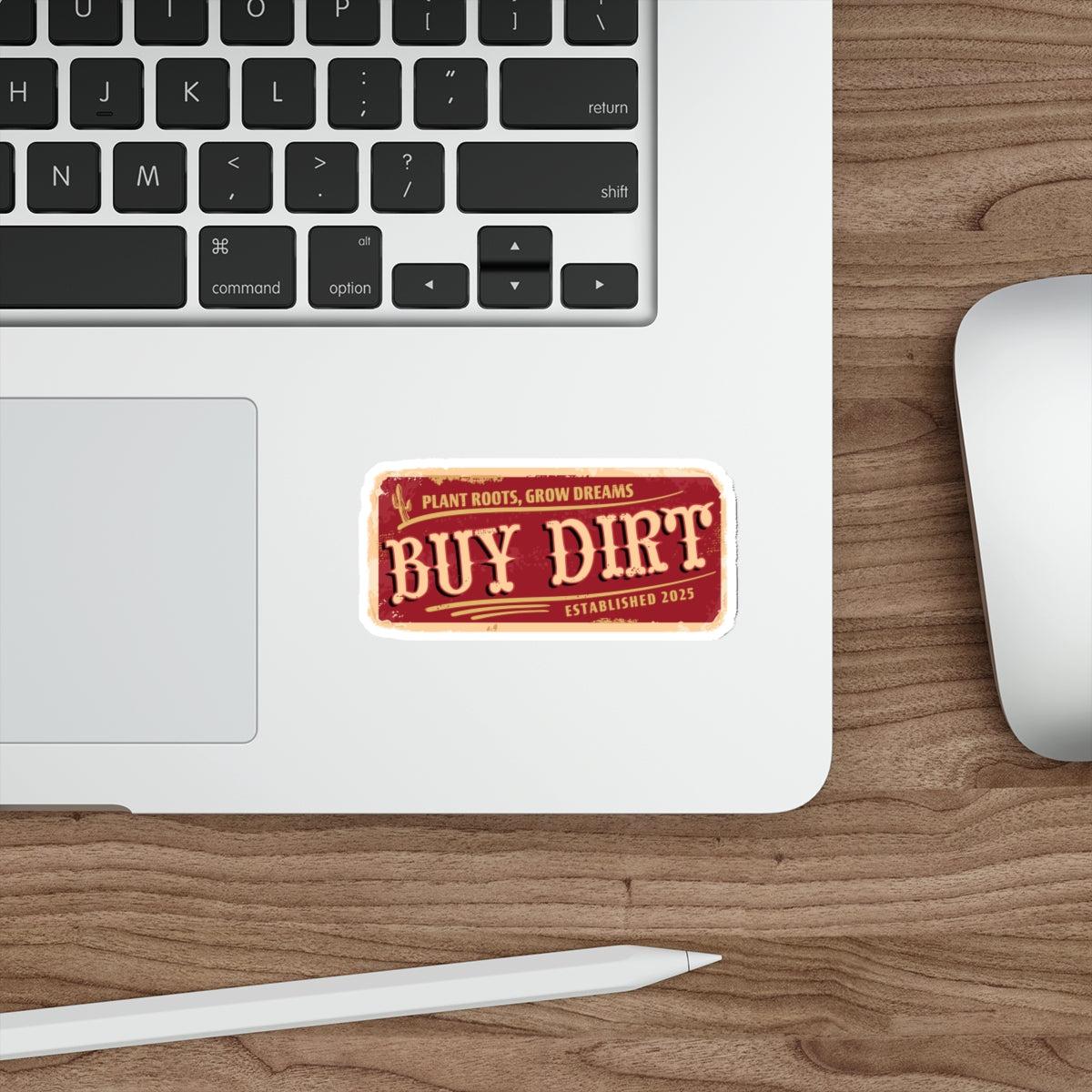 Buy Dirt Sticker — Western Typography with “Plant Roots, Grow Dreams”