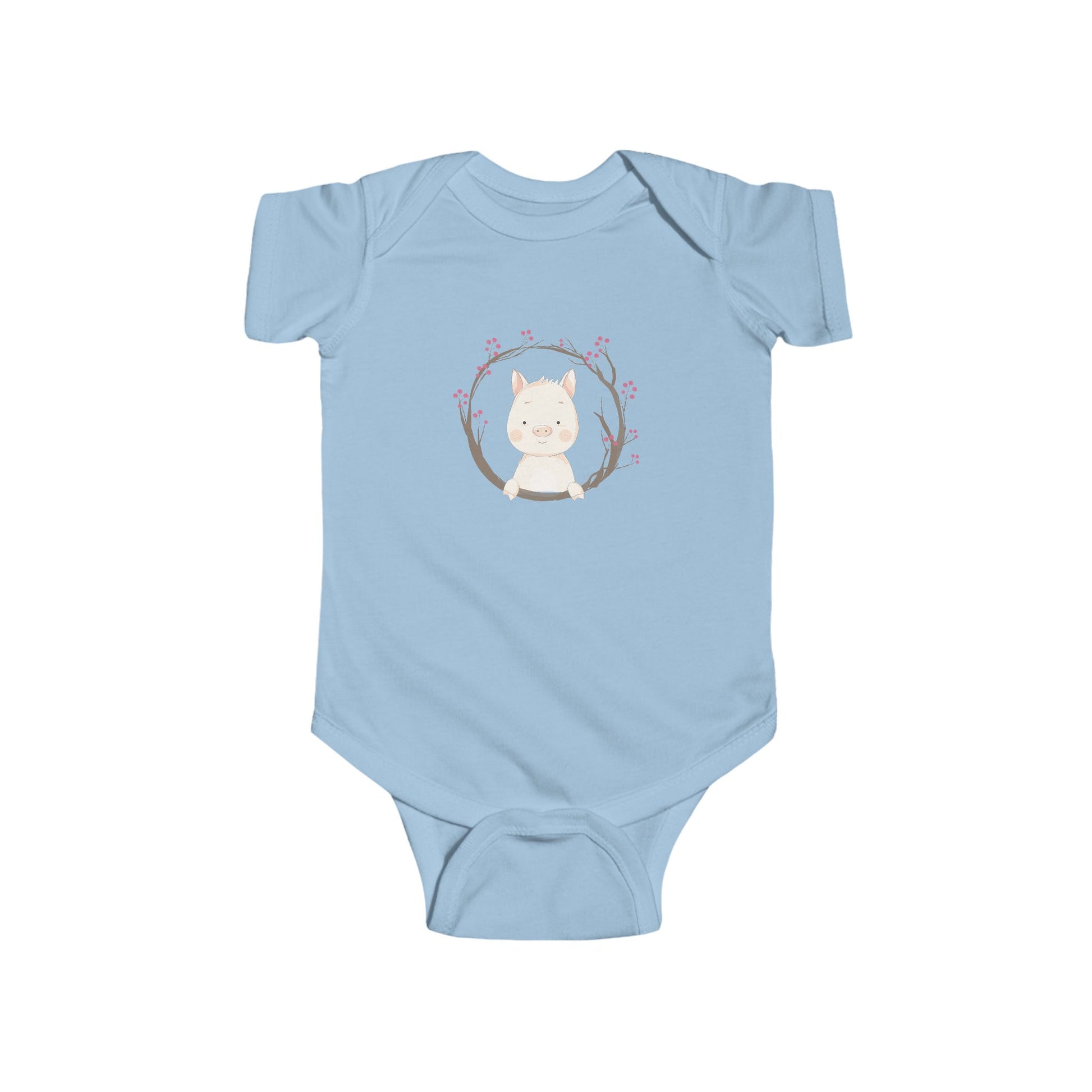 Pretty in Pig – Baby Onesie with Floral Piglet Design