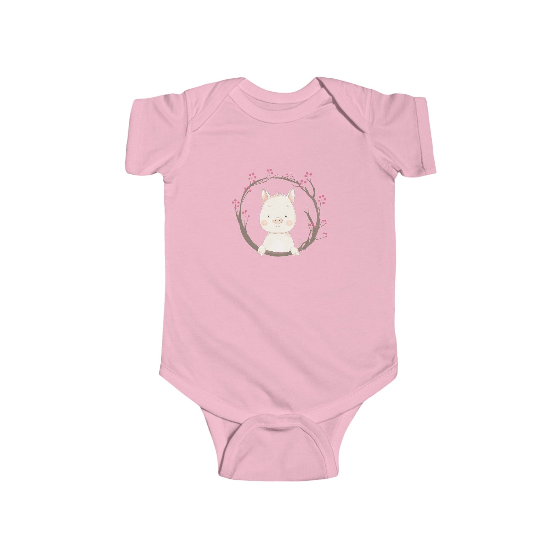 Pretty in Pig – Baby Onesie with Floral Piglet Design