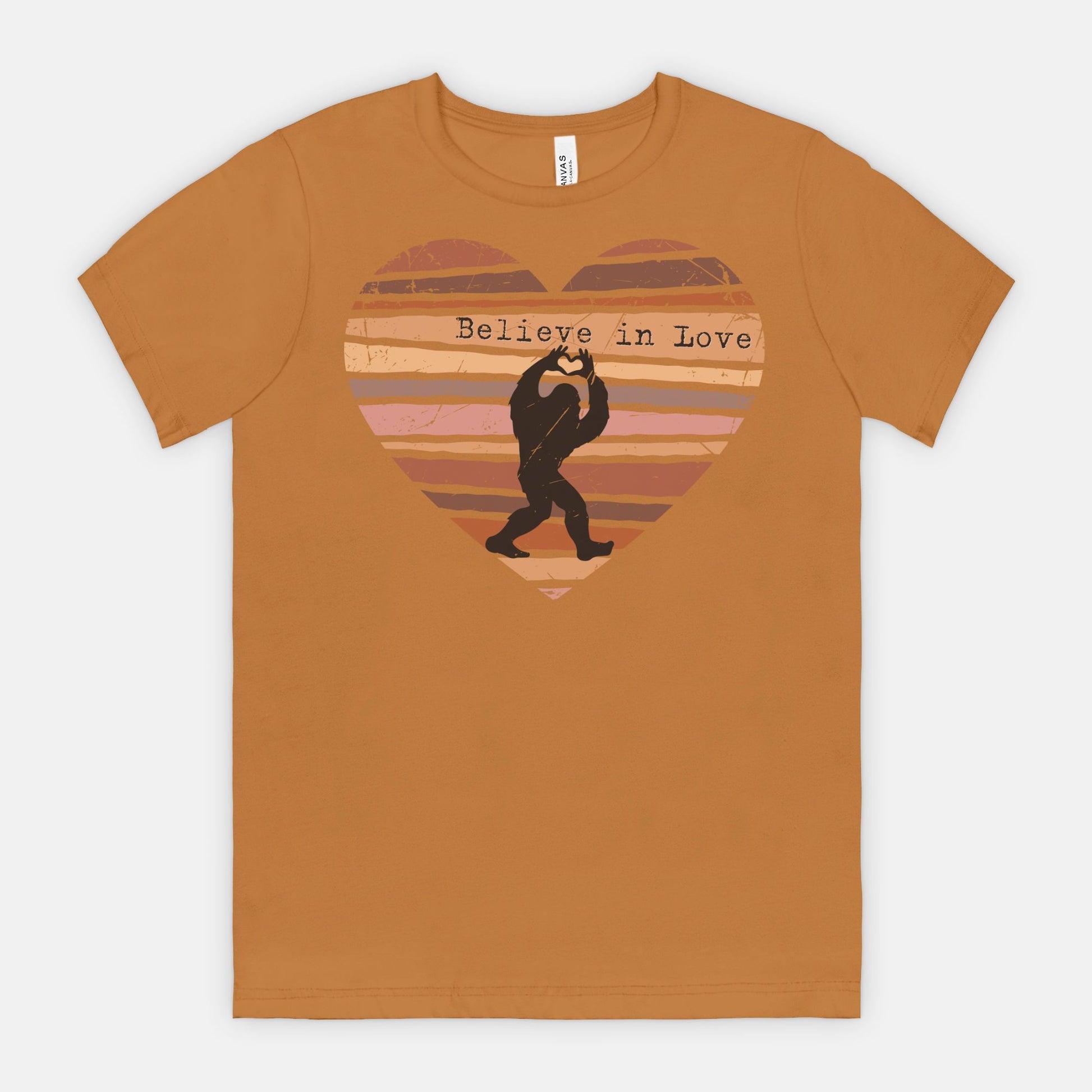 Believe in Love Bigfoot Heart Shirt