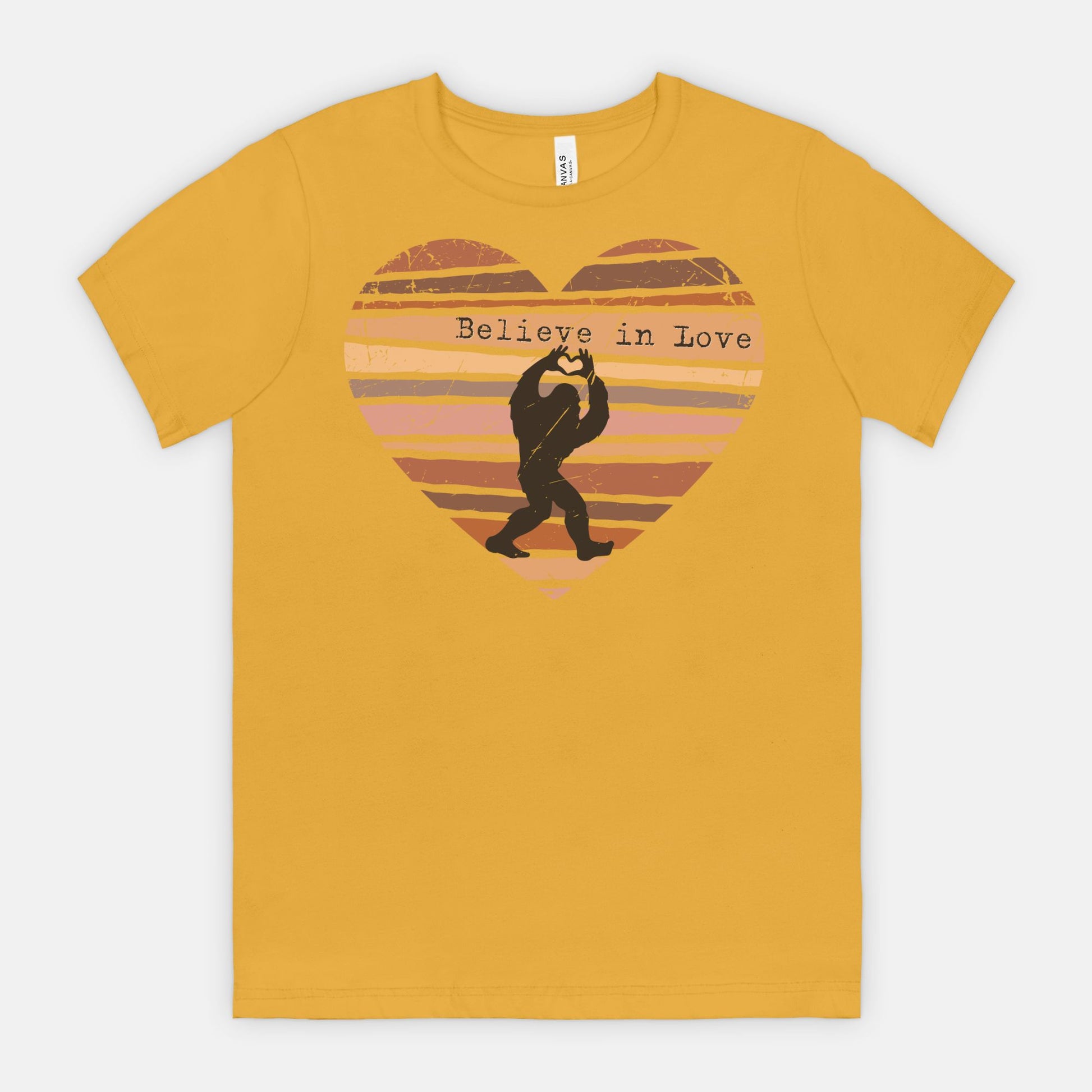 Believe in Love Bigfoot Heart Shirt