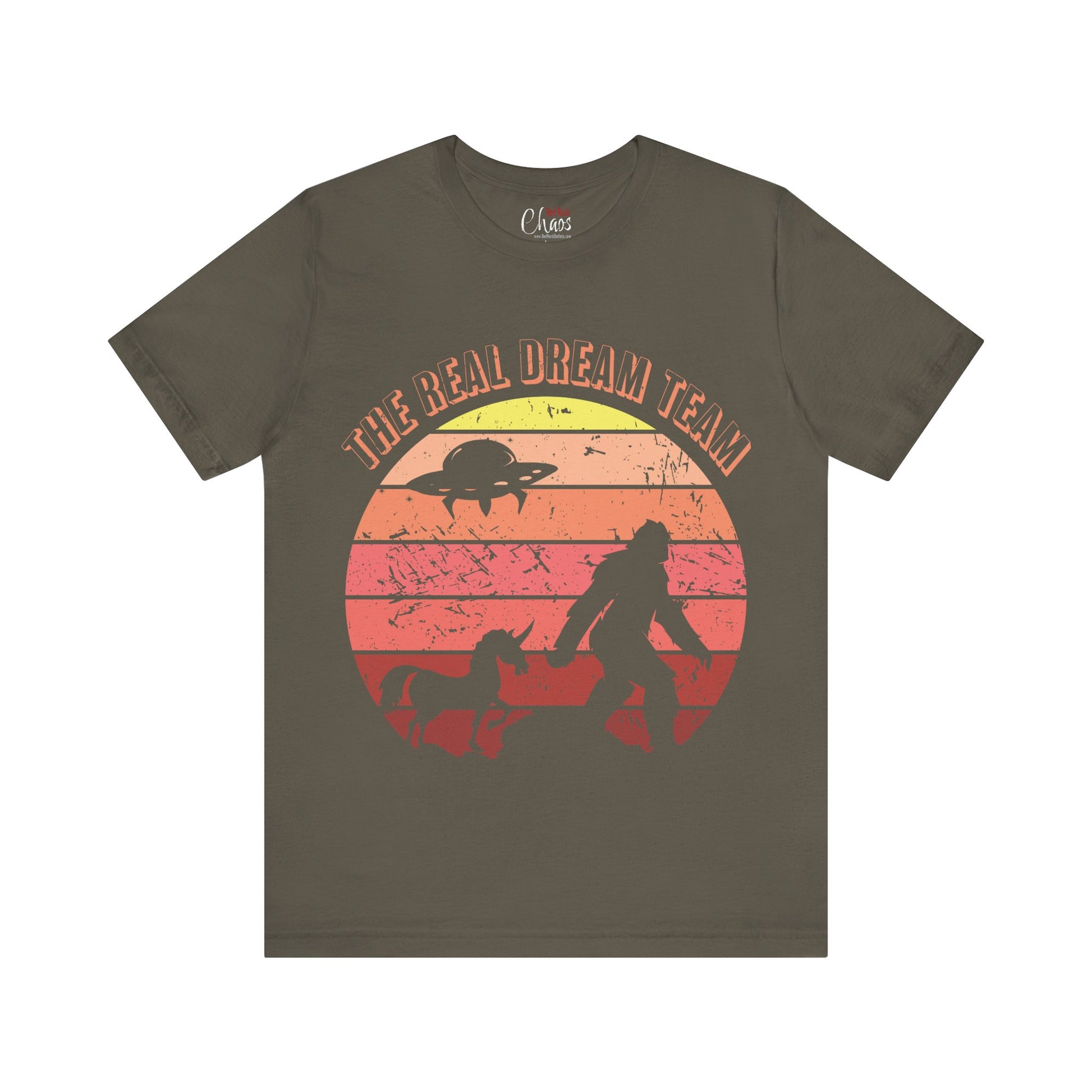 The Real Dream Team Retro Sunset Bigfoot, Unicorn & UFO Shirt