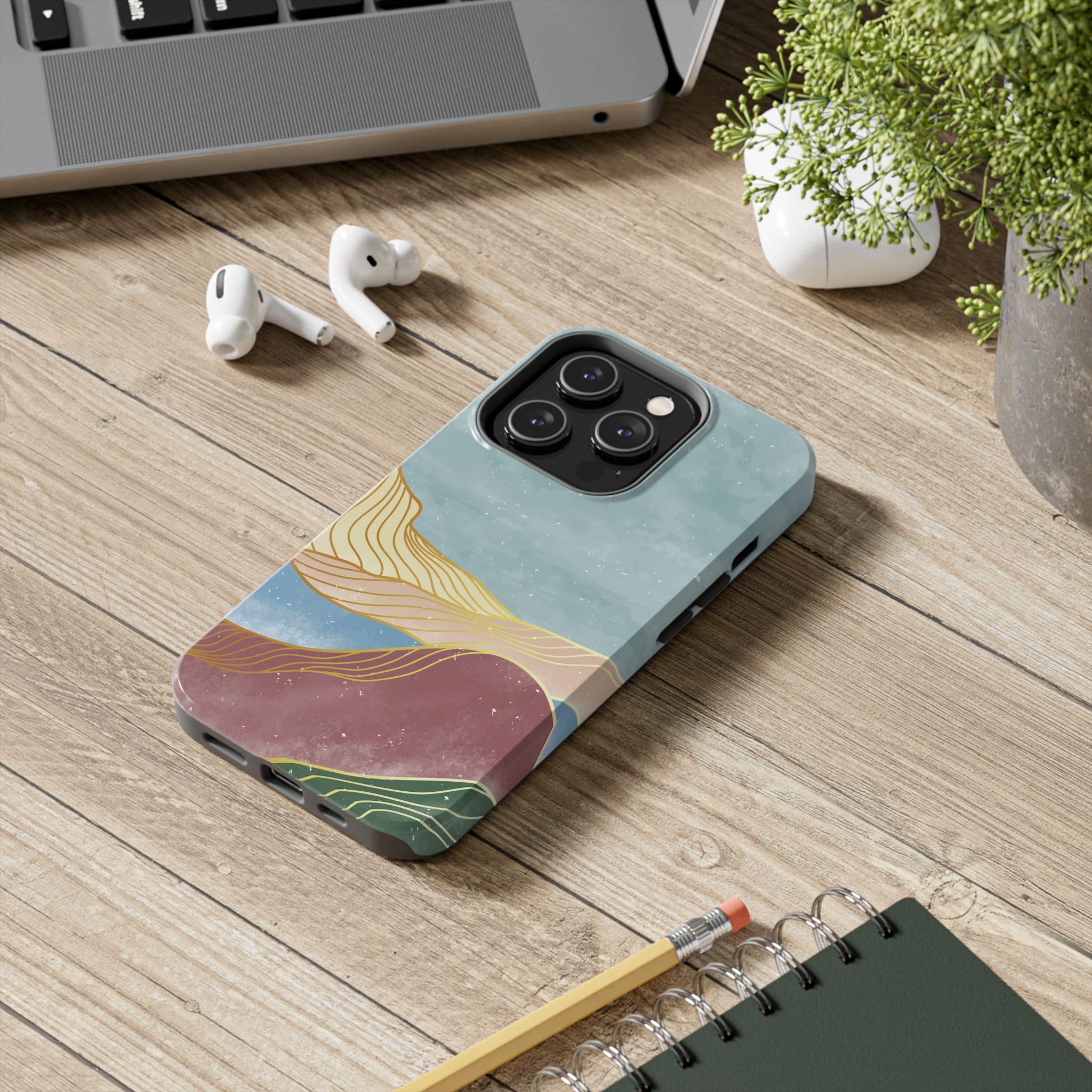 Abstract Mountain Blue Skies scene Phone Case