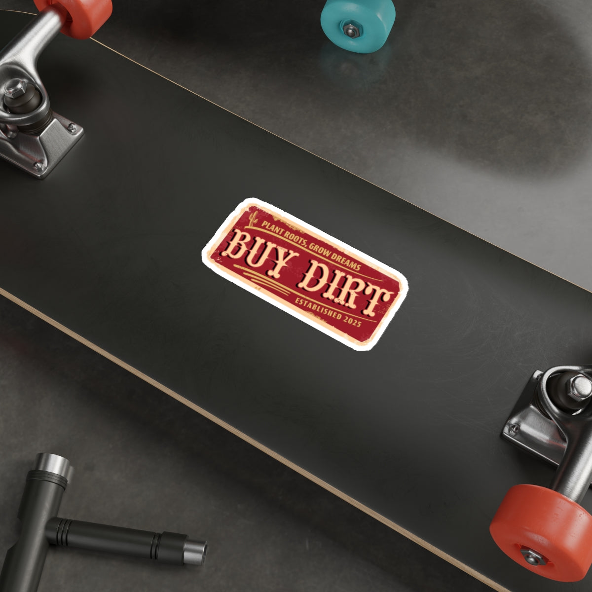 Buy Dirt Sticker — Western Typography with “Plant Roots, Grow Dreams”