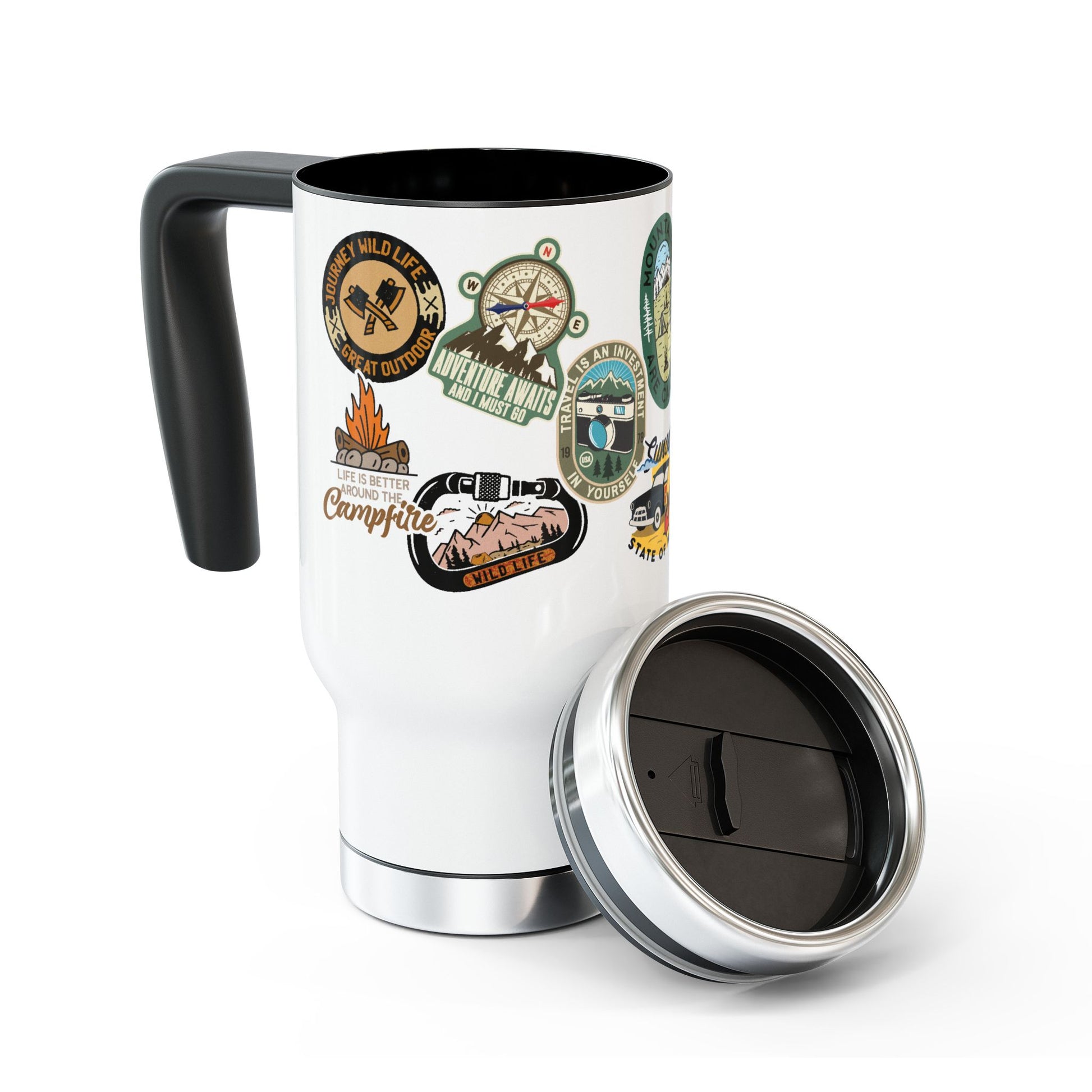 Adventure Awaits Camping Tumbler | Outdoors Travel Mug for Hikers, Campers & Explorers