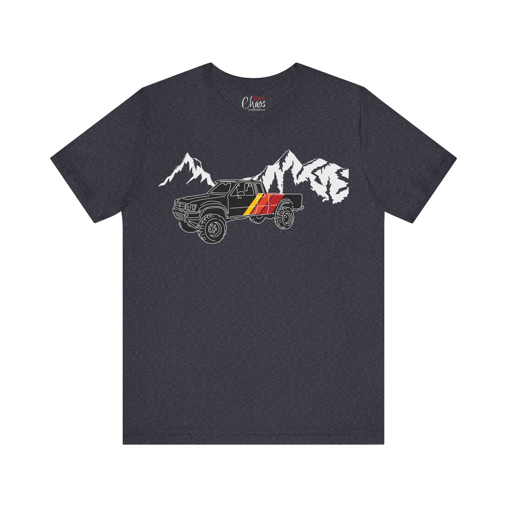 Retro Black Toyota Truck with Mountains