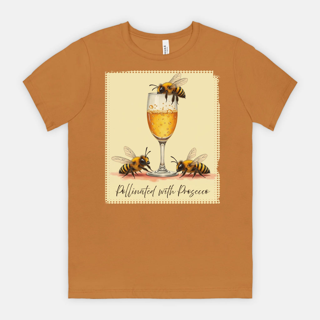Pollinated with Prosecco – Cute Funny Bee Pun Tee