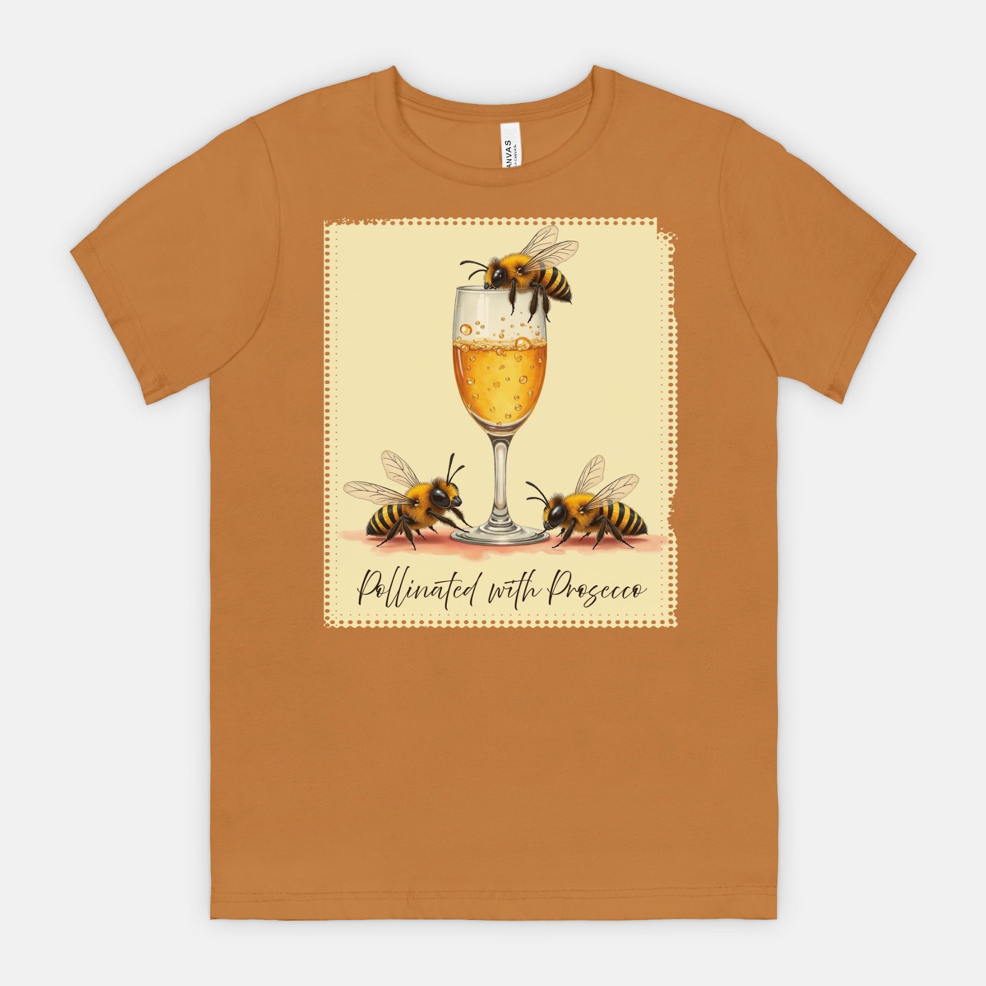 Pollinated with Prosecco – Cute Funny Bee Pun Tee