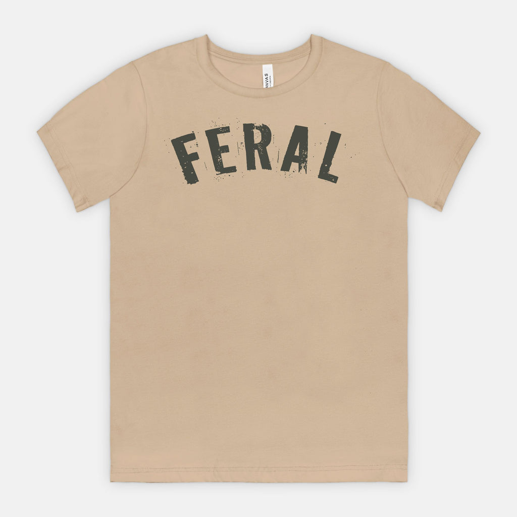 FERAL Graphic Tee – Bold Distressed Statement Adult Shirt