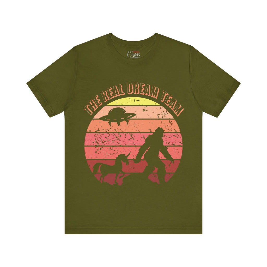The Real Dream Team Retro Sunset Bigfoot, Unicorn & UFO Shirt