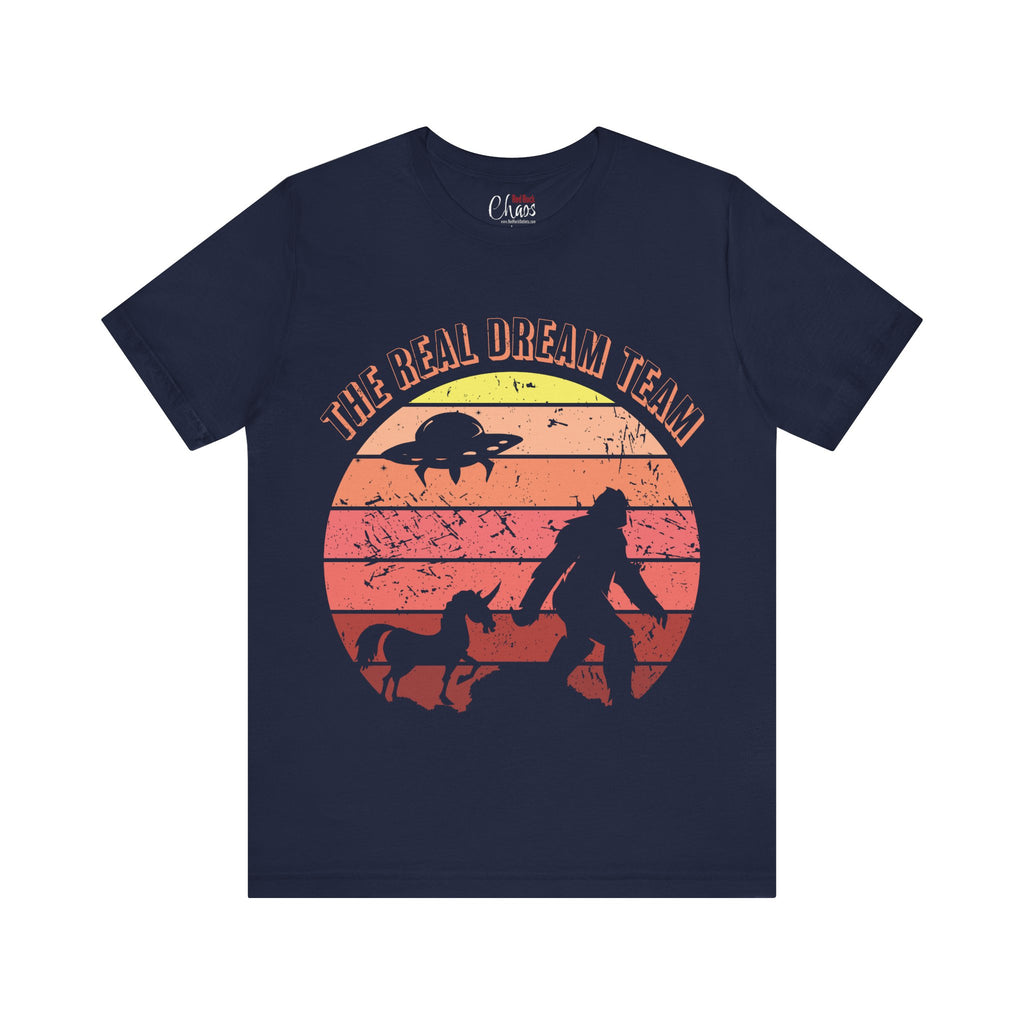 The Real Dream Team Retro Sunset Bigfoot, Unicorn & UFO Shirt