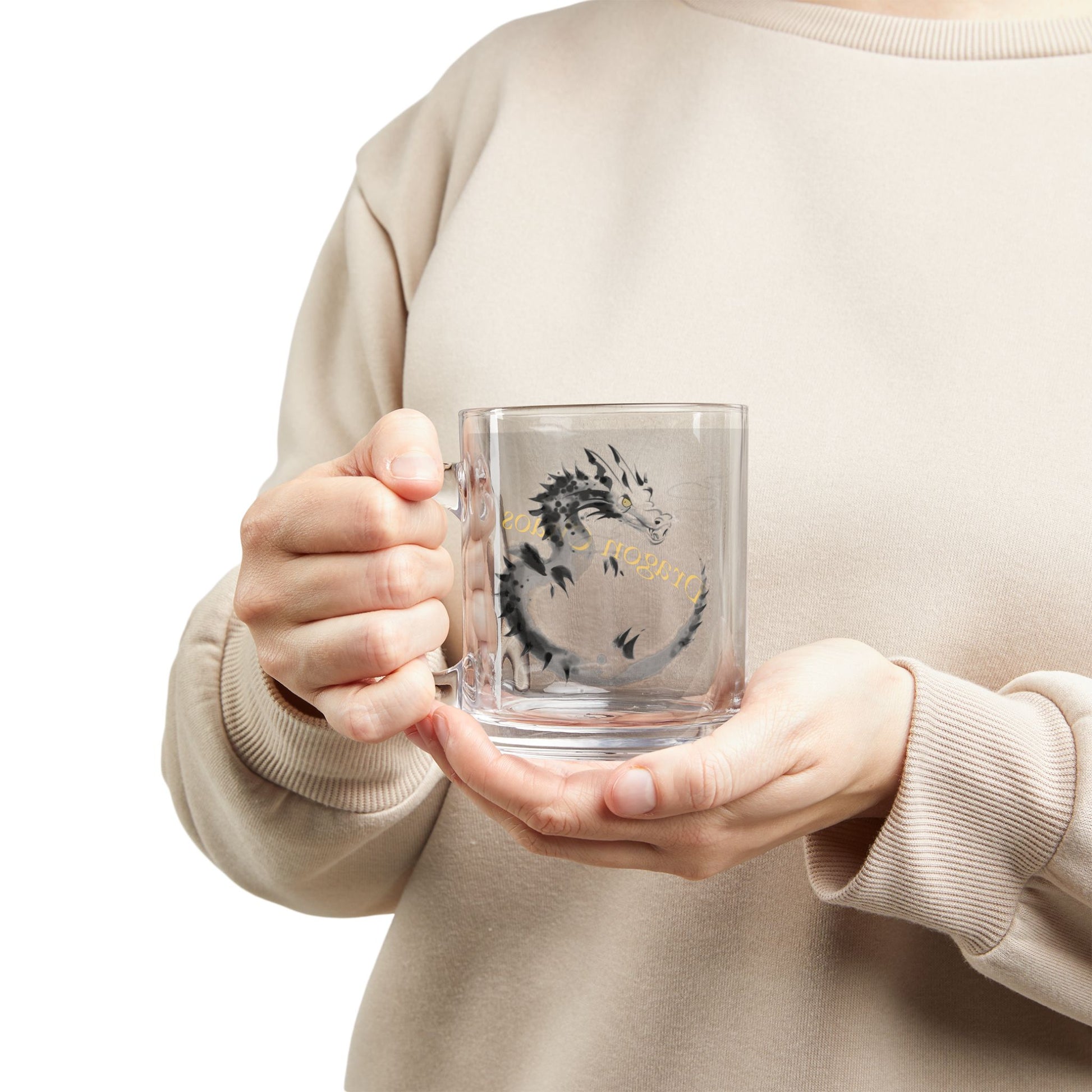 Chaos Dragon Glass Coffee Mug – Ink Brush Dragon Art