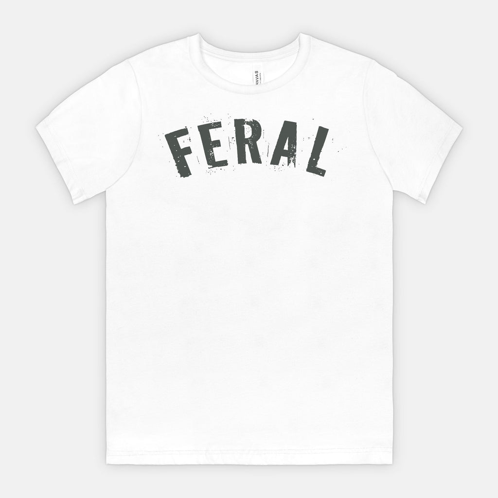 FERAL Graphic Tee – Bold Distressed Statement Adult Shirt