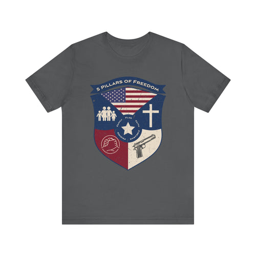 5 Pillars of Freedom Shield – Patriotic Tee