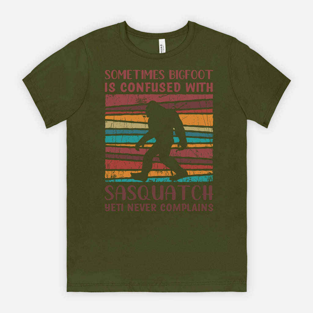 Bigfoot is sometimes confused with Sasquatch. Yeti never complains. Tee