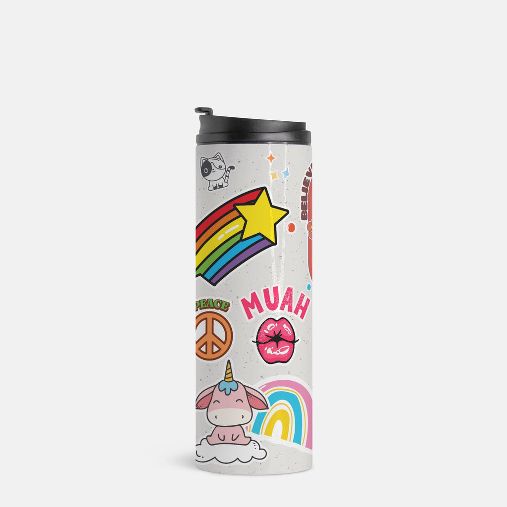 Rainbow Chaos Tumbler – Stickers, Smiles & Good Vibes