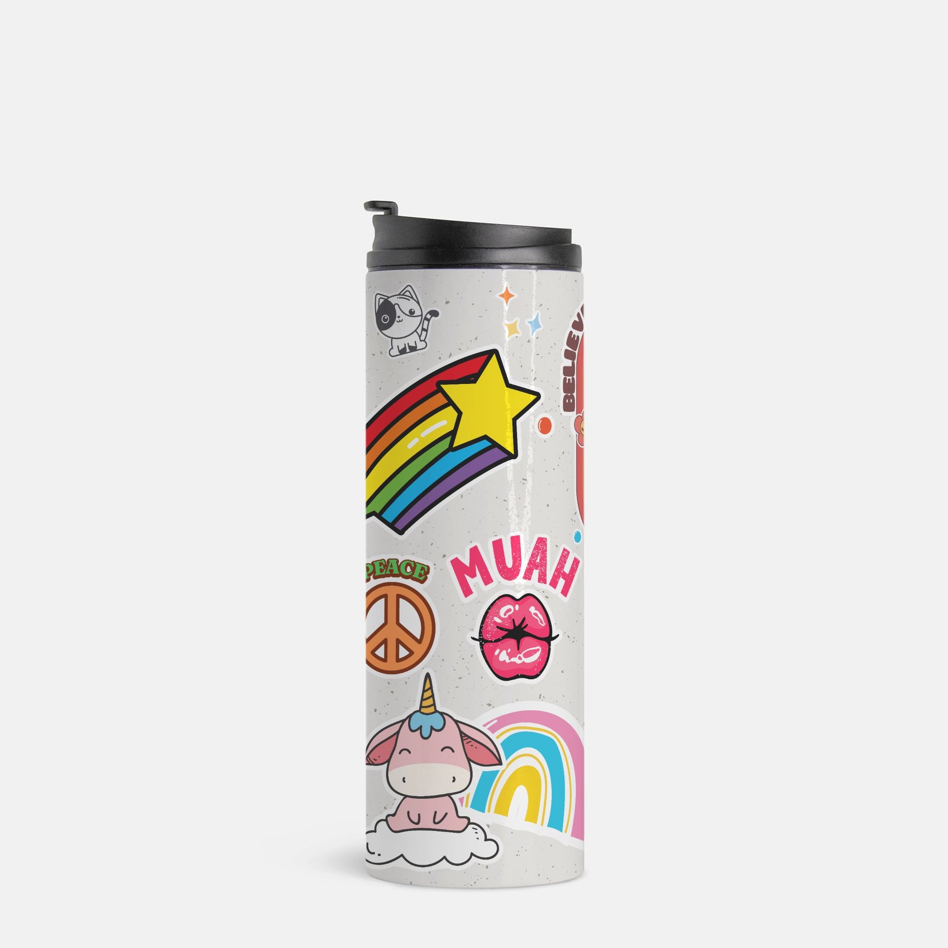 Rainbow Chaos Tumbler – Stickers, Smiles & Good Vibes