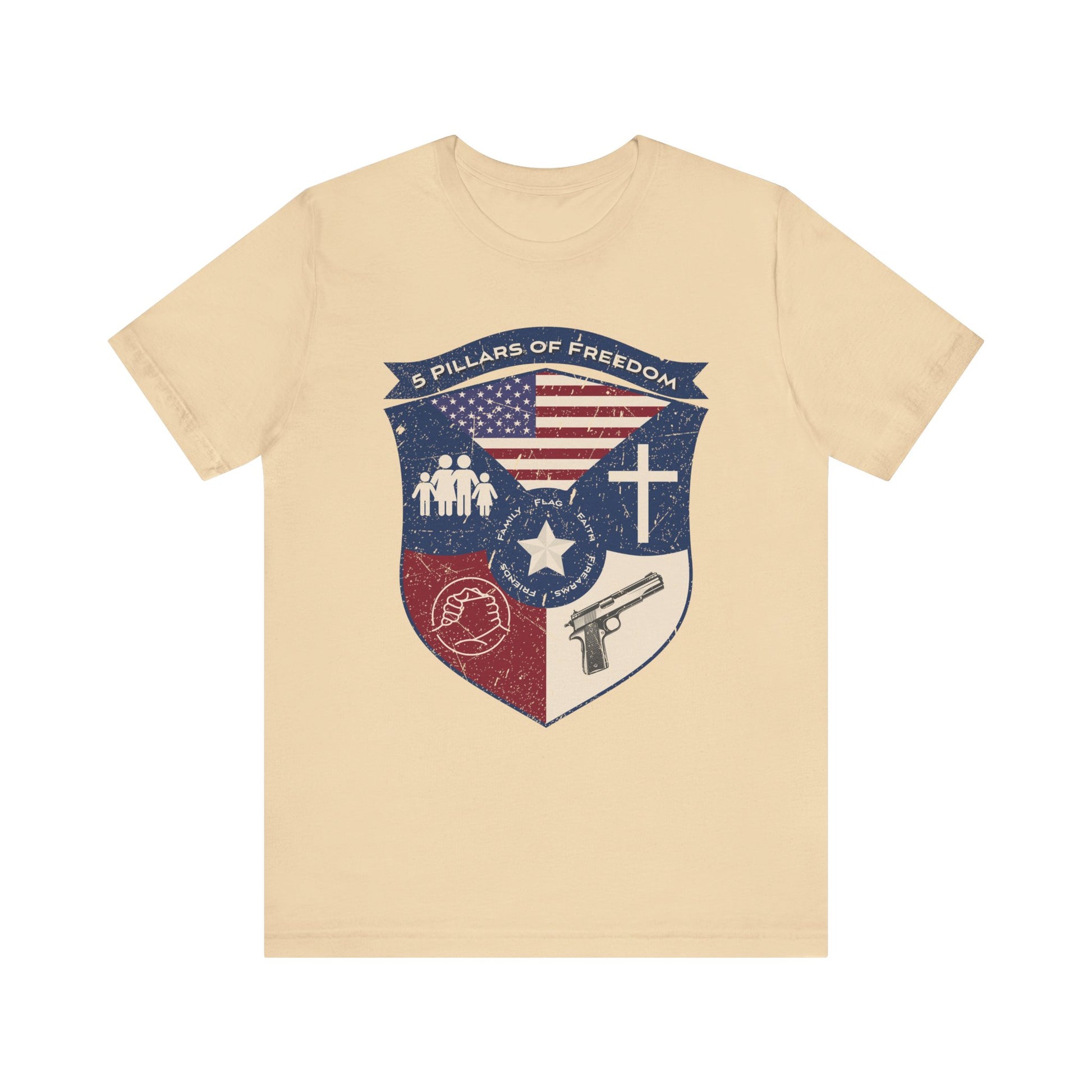 5 Pillars of Freedom Shield – Patriotic Tee